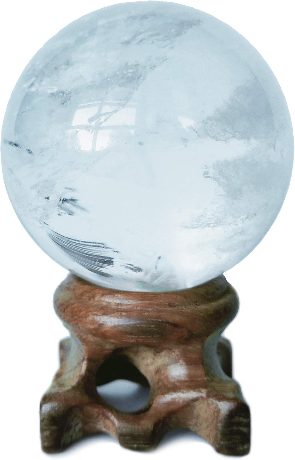 Polar Jade Clear Quartz Crystal Ball with Stand 45mm/1.8” for Crystal Healing…