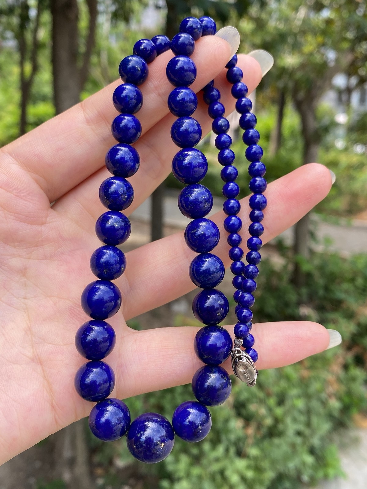 Handmade AAA Old Mine Graduated Strand S925 Silver Ethnic Chakra Ladies Ornament