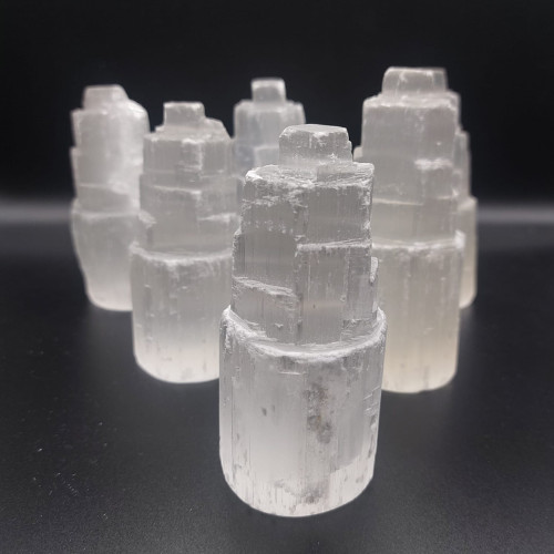 Selenite Natural Tower USB LED Healing Crystal Night Light Decor Lamp UK Stock