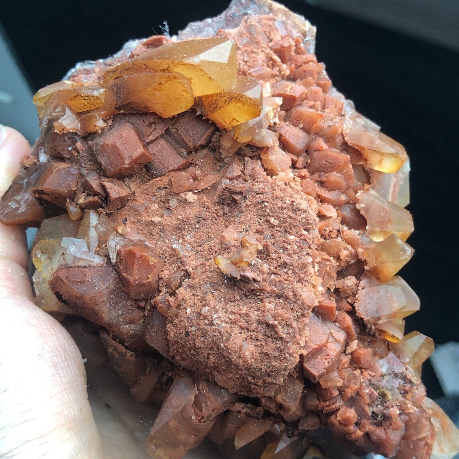410g Translucent Yellow Columnar Mercedes Calcite Crystal ClusterMineral