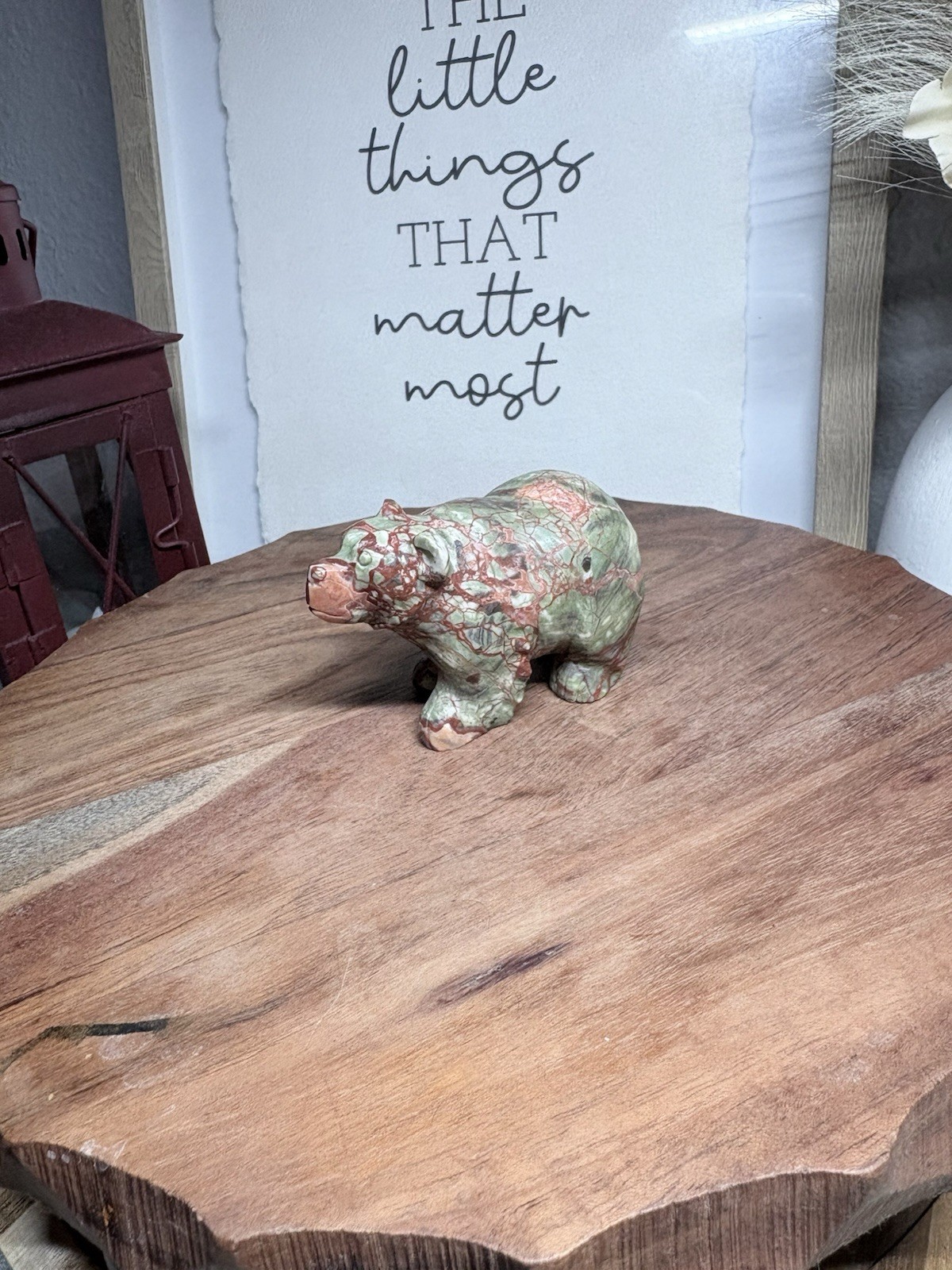 Carved Money Agate Marbled Bear