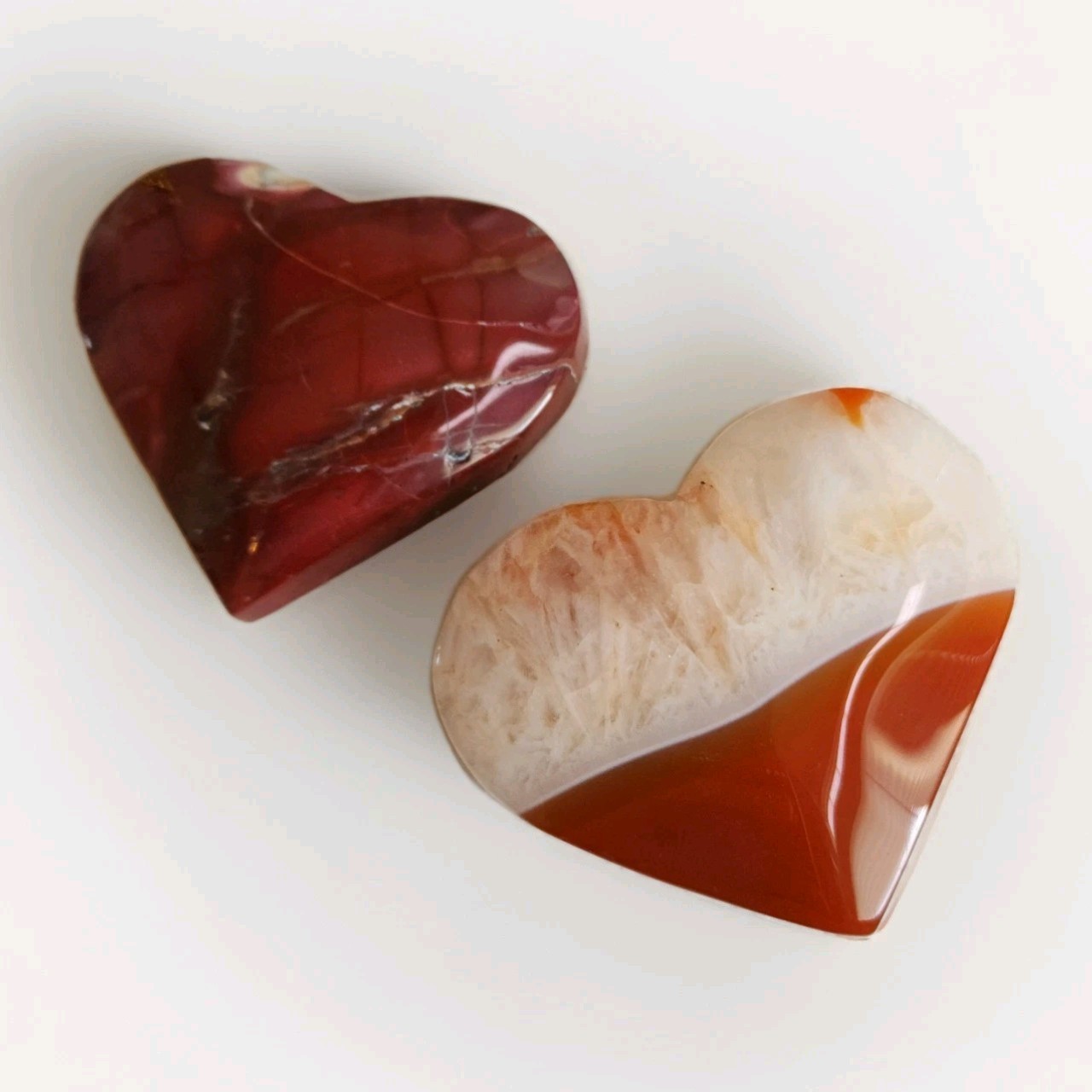 Lot Of 2 Polished Mookaite Jasper & Red Sardonyx Hearts – USA