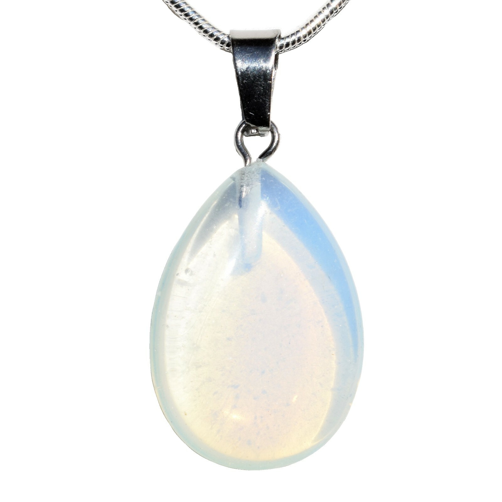 Charged Radiant Opalite Teardrop Pendant + 20″ Stainless Steel Chain + Charger