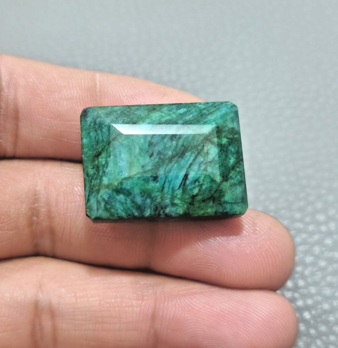 91.25 Crt 100%Natural Green Brazilian Emerald Rectangle Shape Loose Gemstone