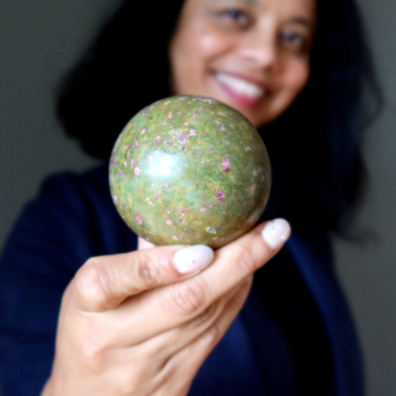 Ruby Fuchsite Sphere Lovers Reunite Crystal Ball Red Green Gemstone Orb 2.5″
