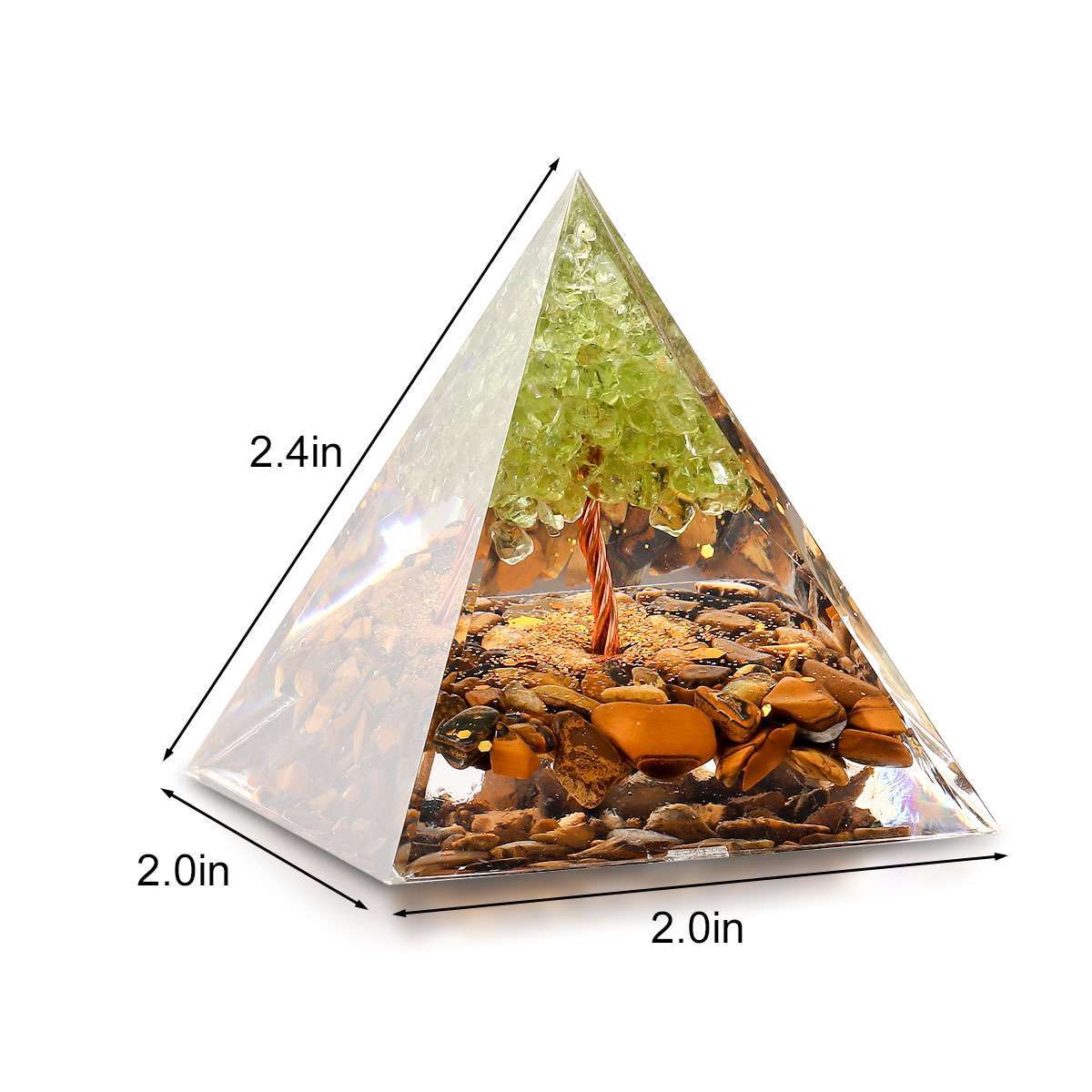 Tree Stem Crystal Orgone Pyramid Reiki Healing Chakra Meditation Orgonite Energy