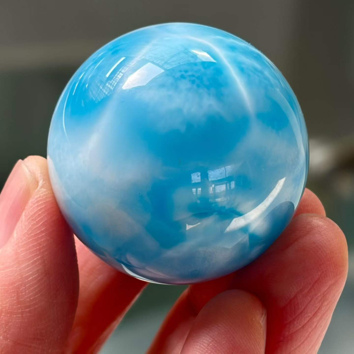 36mm Natural Larimar Gemstone sphere quartz polished ball Reiki energy