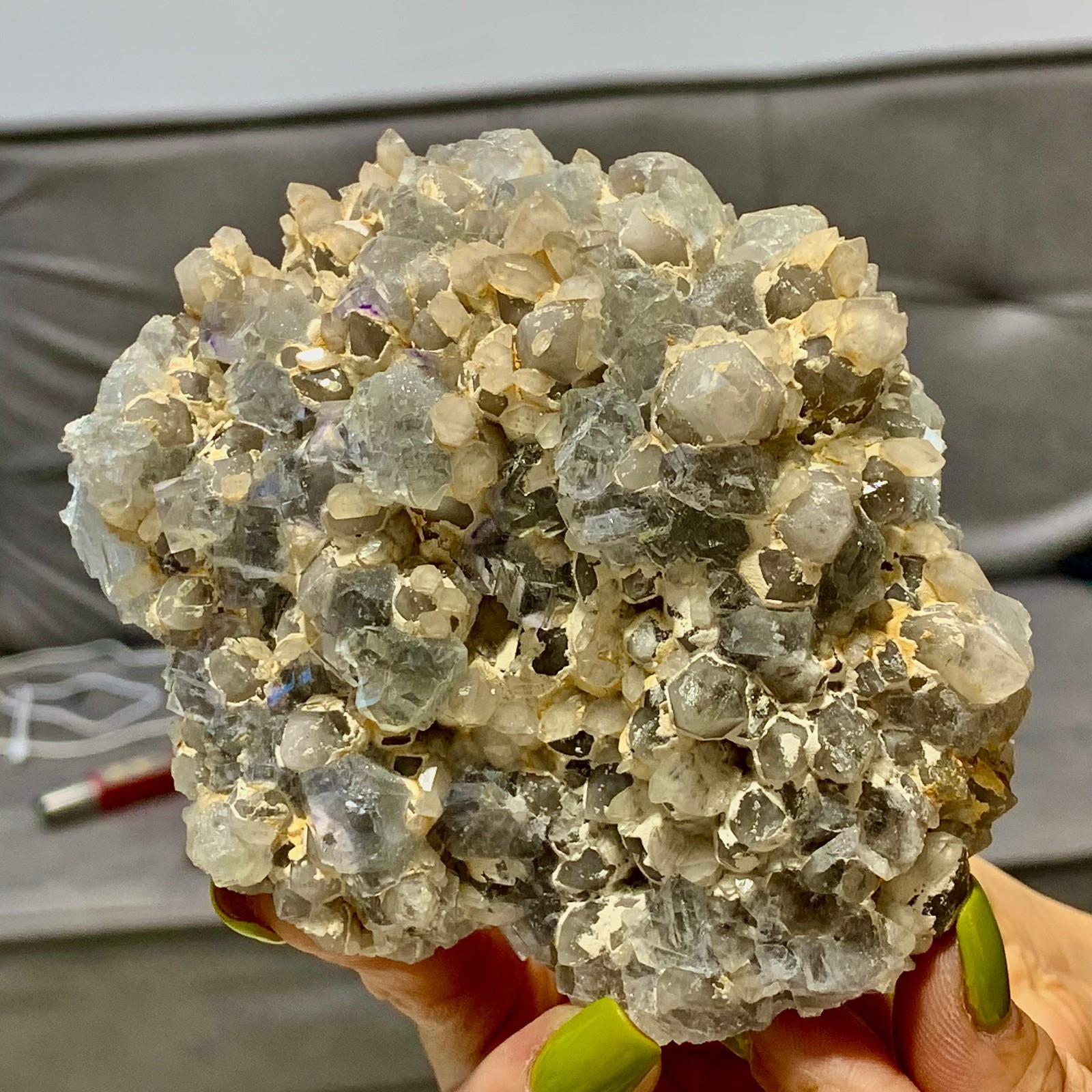 1.29LB Natural Fluorite+Crystal Cluster Mineral Specimen/InnerMongolia