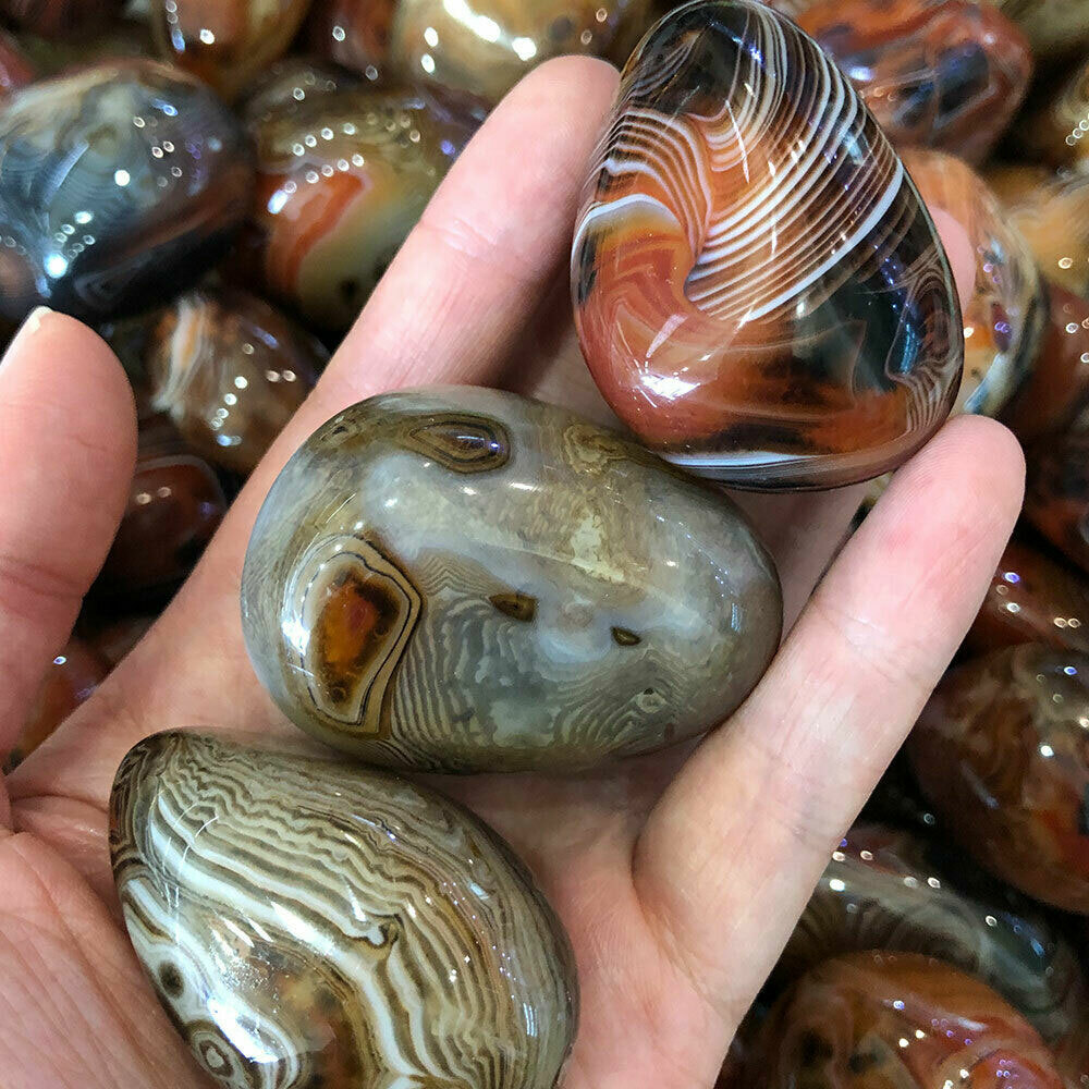 Natural Agate Sardonyx Banded Crystal Polished Stone Reiki Carnelian 4-5cm USA
