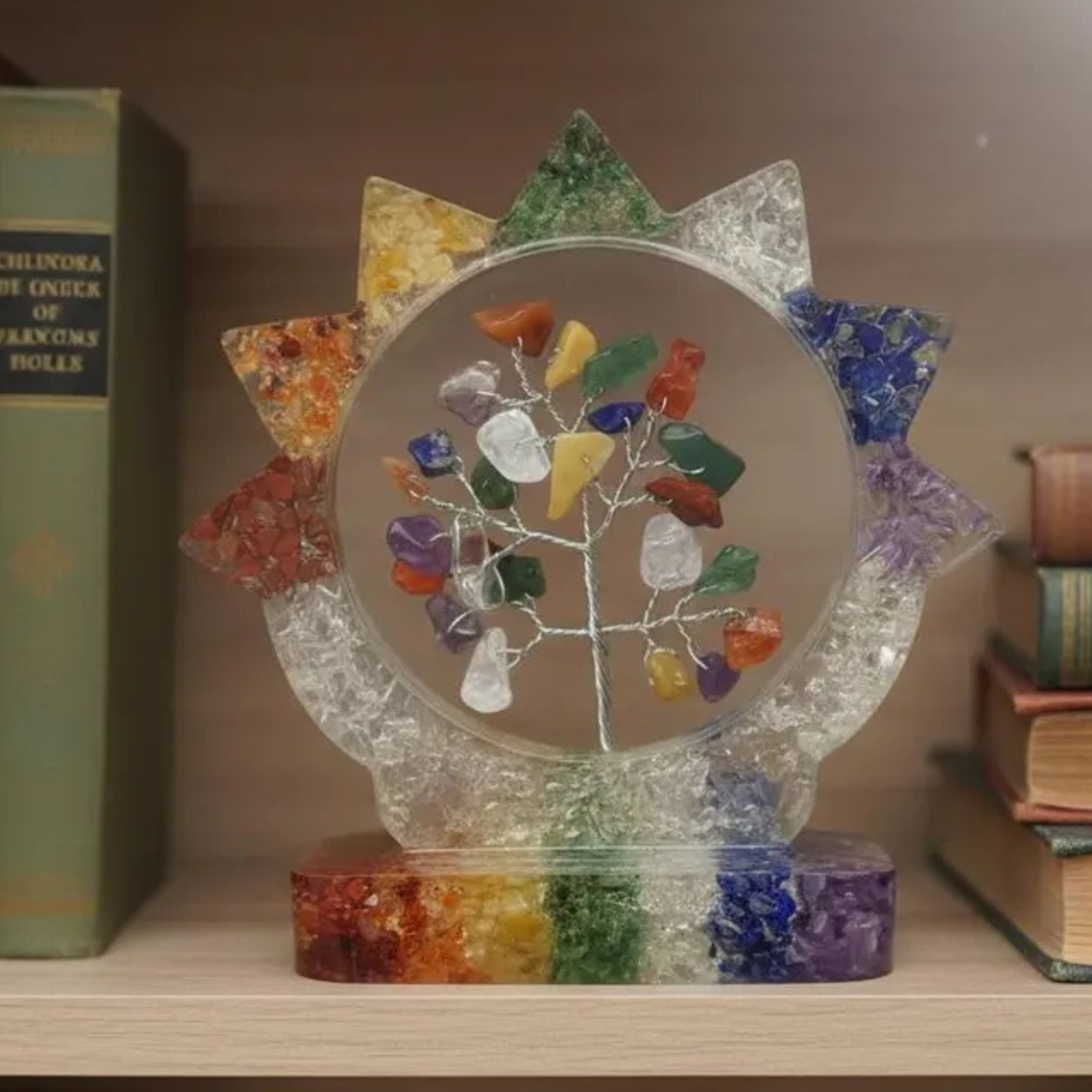 7 Chakra Healing Crystal Tree Sculpture, Spiritual Desk Decor, Energy Balancing