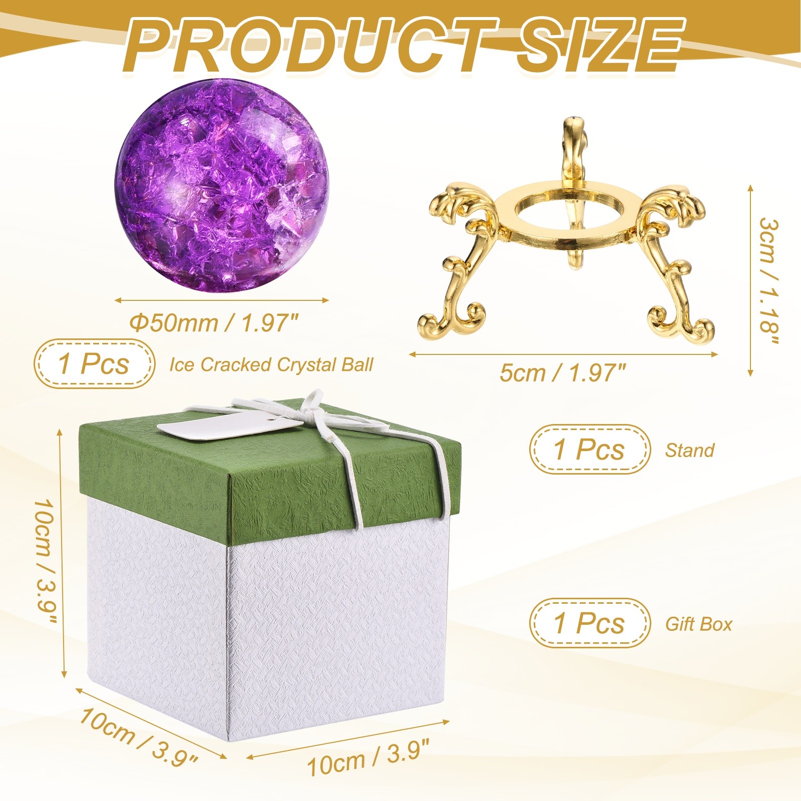 50mm Round Crystal Sphere with Stand Gift Box Packaging Included, Purple