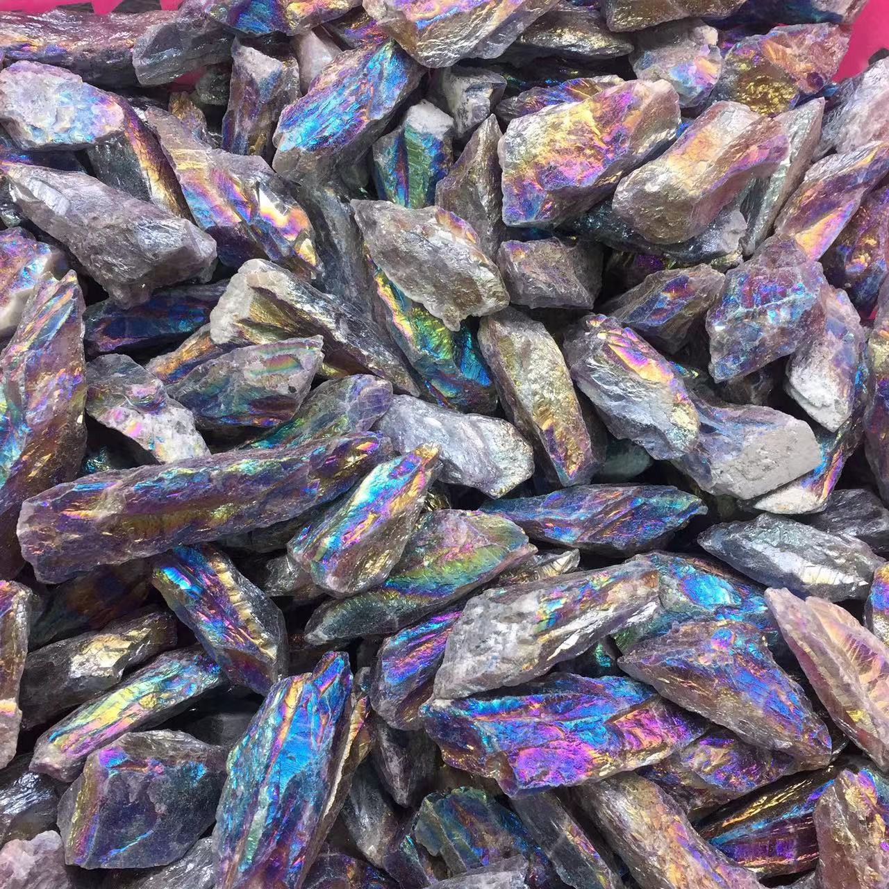 Angel Aura Rainbow Chevron Amethyst Quartz Crystal Cluster Points Healing 100g