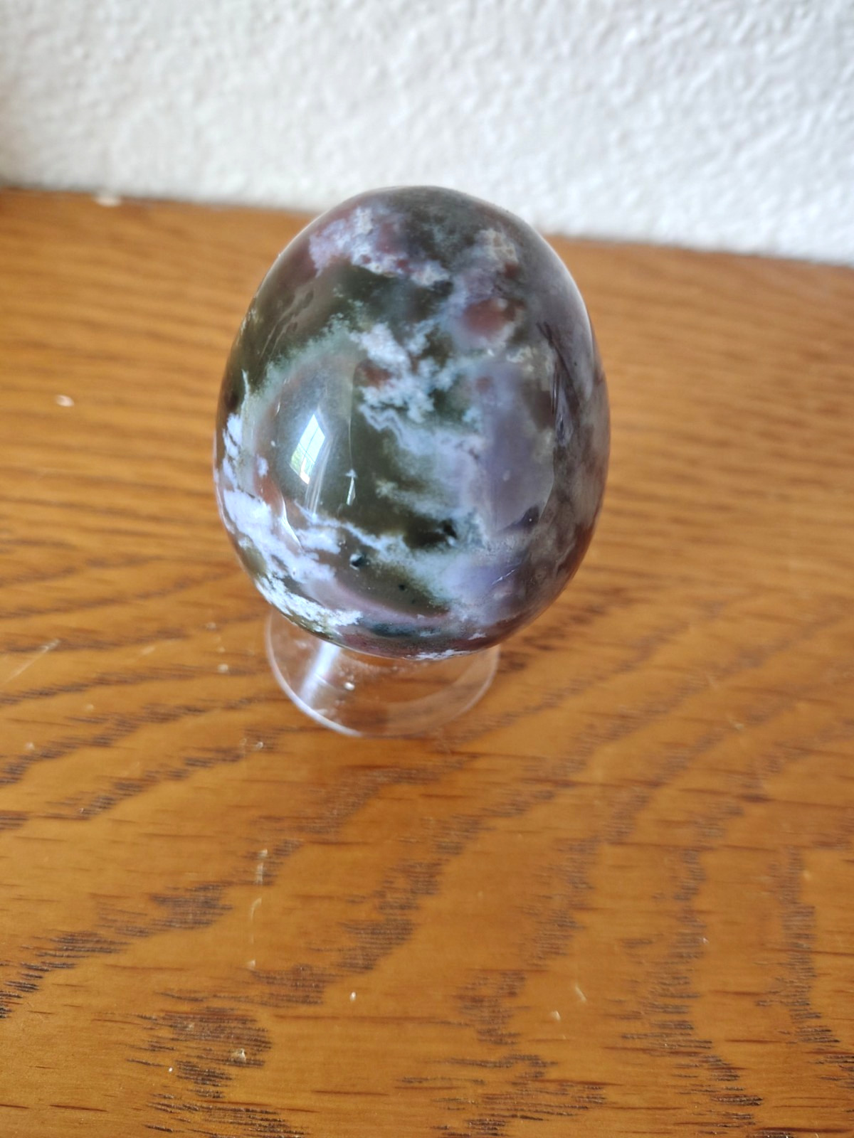 Unique Ocean Jasper Egg 5cm / 120g Madagascar Mossy Green Insertions