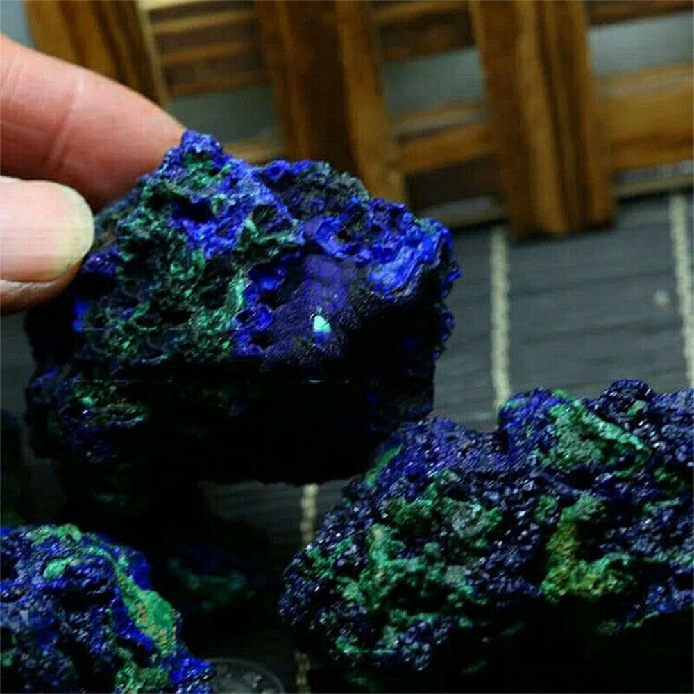 New Azurite Malachite Geode Crystal Natural Mineral Specimen Reiki Healing Stone