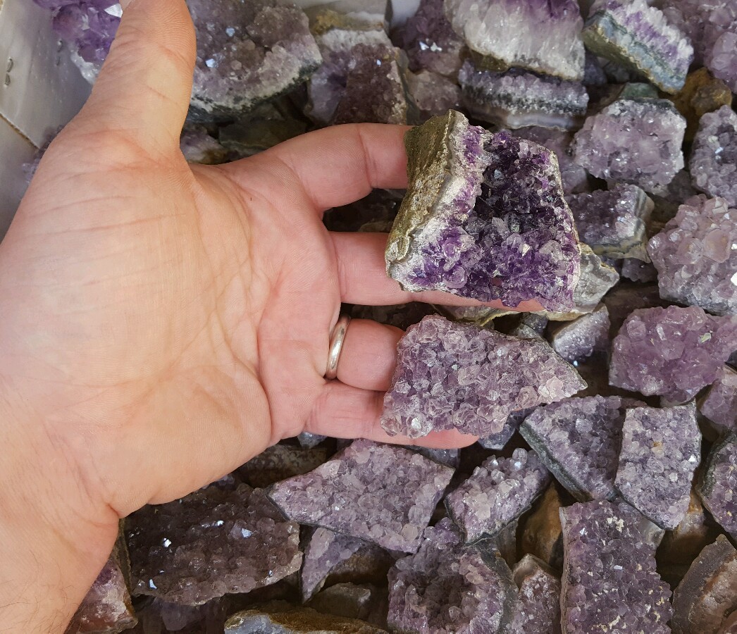 Amethyst Uruguay Purple Geode small rough cluster Crystal 4 per Lot 1-2inch