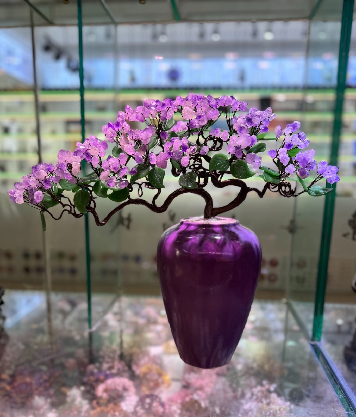 530*450mTop Rare Natural amethyst ceramic vase crystal quartz healing home decor