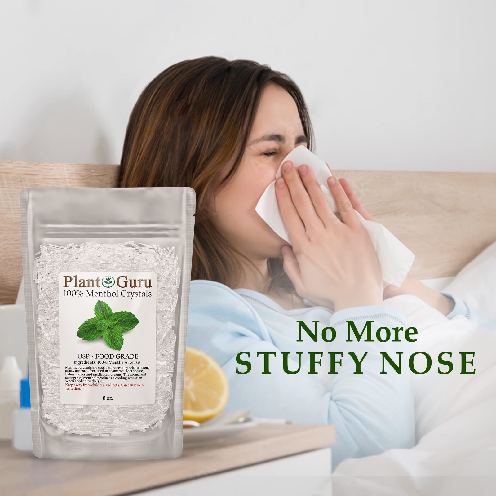 Menthol Crystals 2 lbs. Bulk Mentha Arvensis 100% 32 Ounce (Pack of 1), Clear