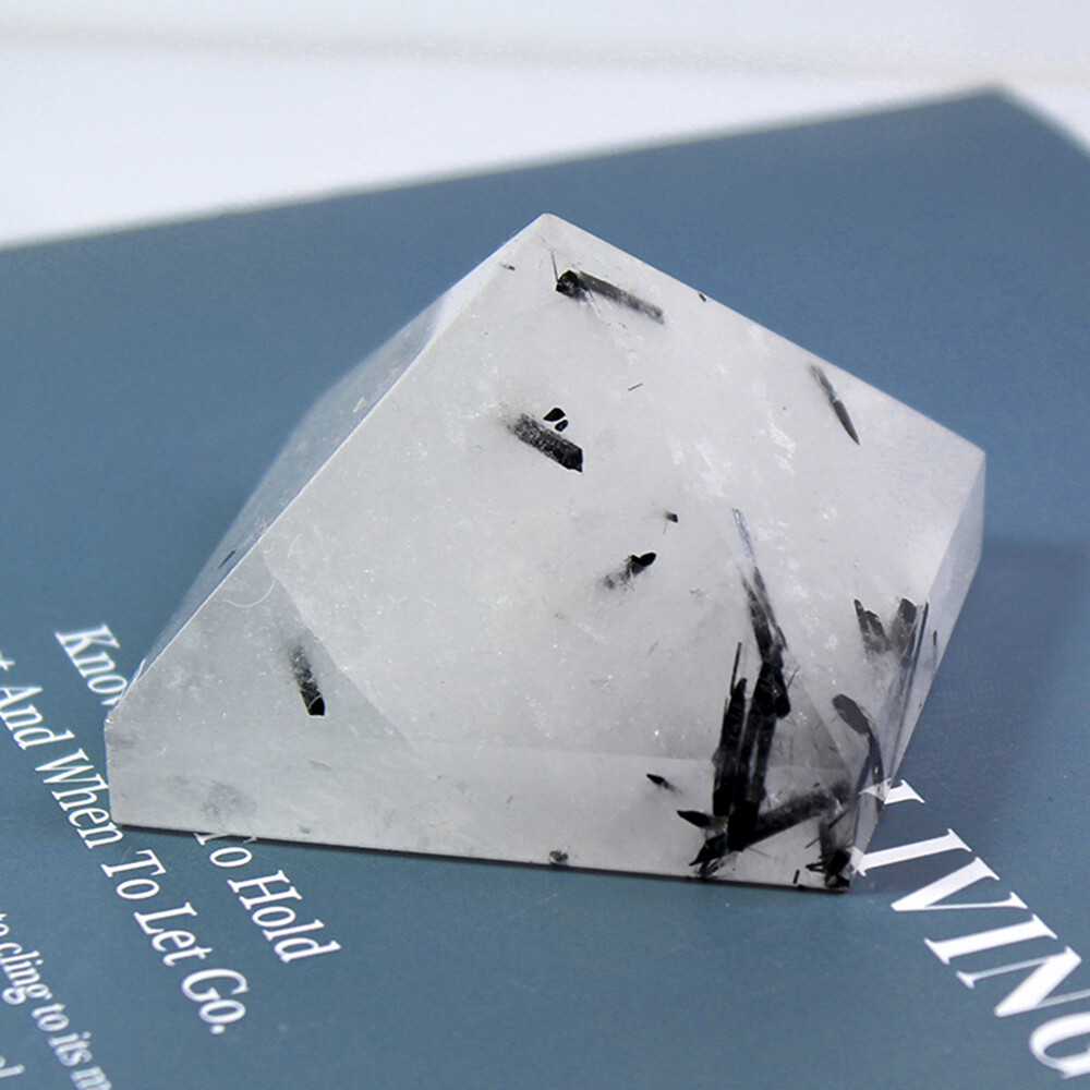 3/4/5cm Natural Black Hair Crystal Tourmaline Pyramid Quartz Healing Reiki Point