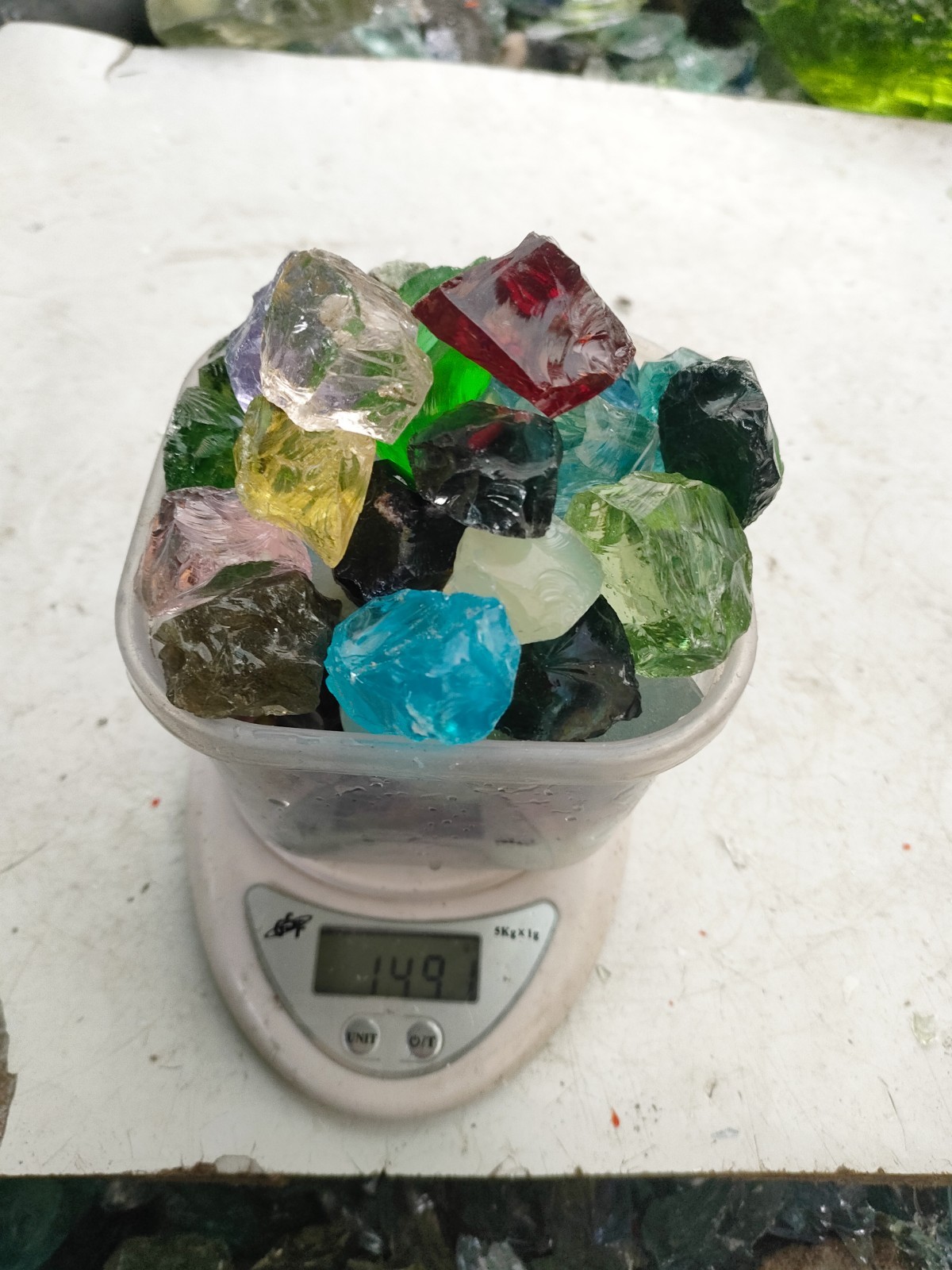 1.49kg(EB150)63pcs/63 Colours Rare Combination of Andara Crystal Monatomic