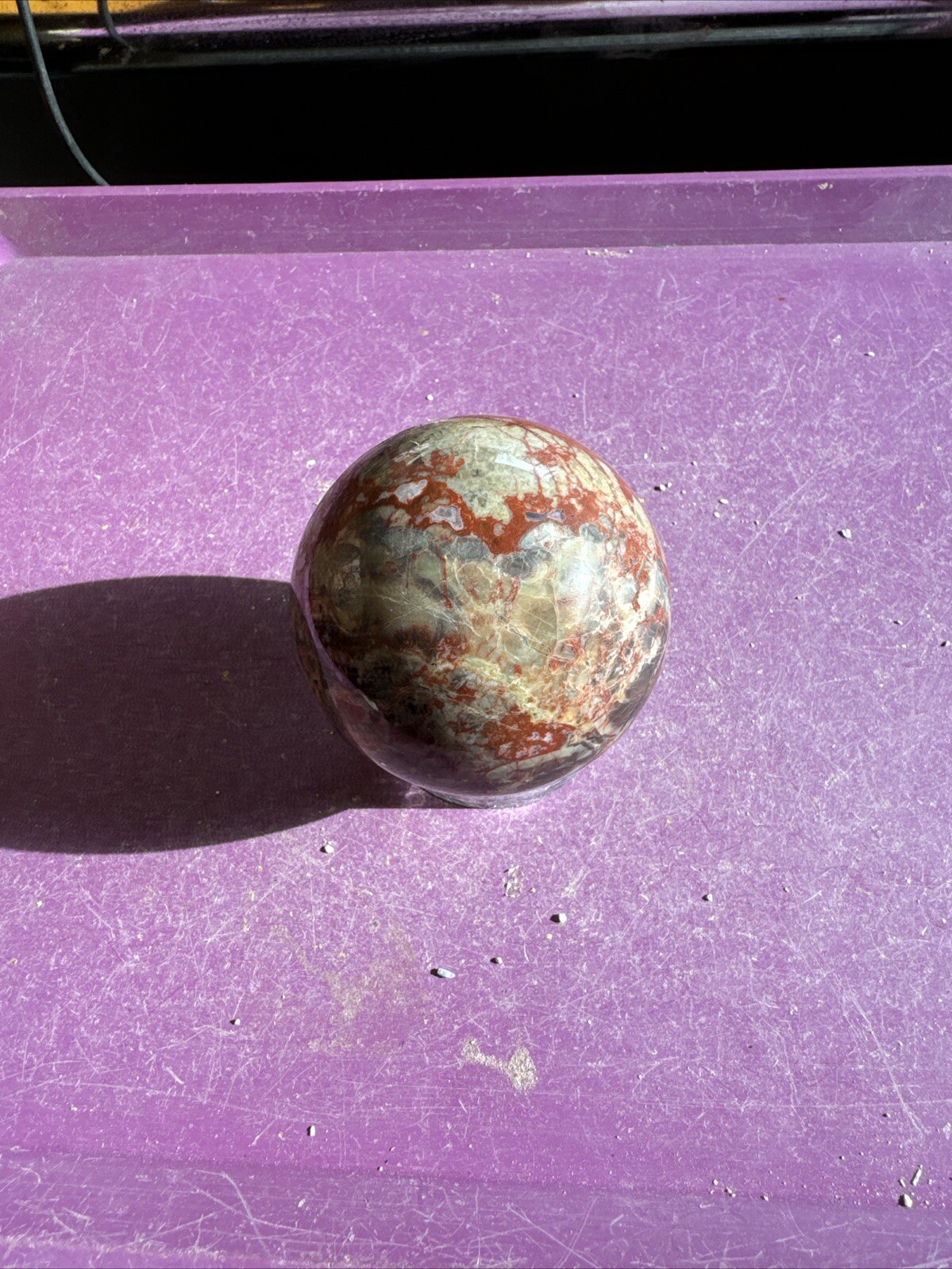 Stunning Money Agate Sphere AKA Indonesian Bloodstone 262 Grams 6 CM #14