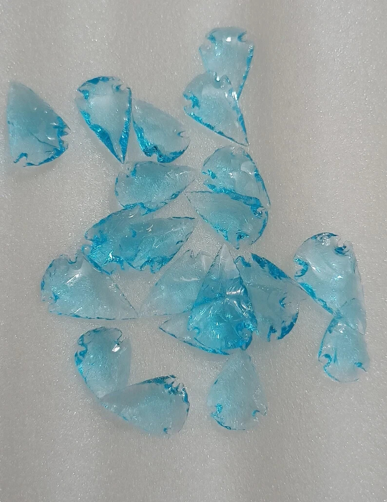 Aqua Blue Obsidian Arrowhead Crystal Pieces 1–1.25″ for Jewelry Making Pendants