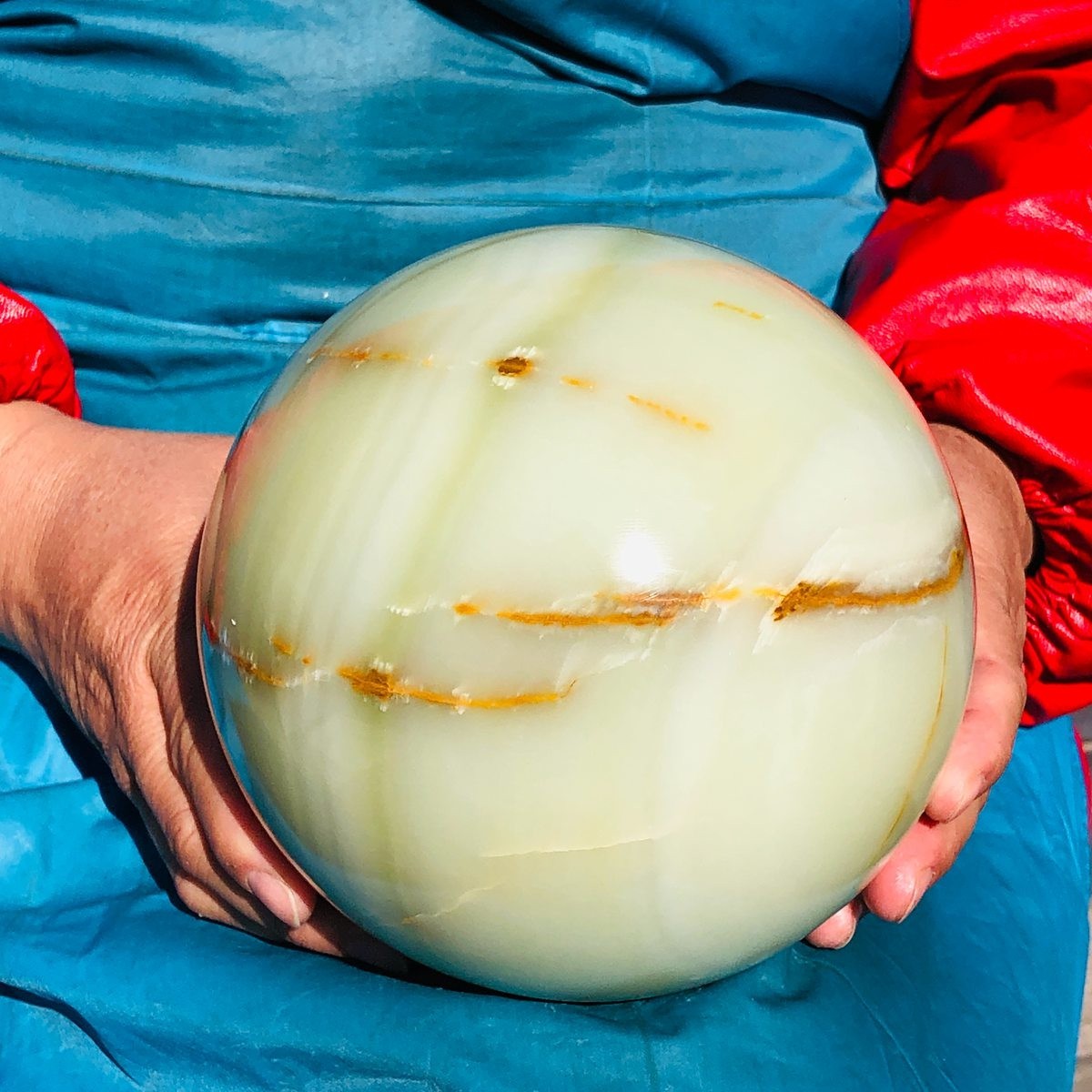 10.58LB Natural Afghan Jade Sphere Polished Crystal Healing Ball Home Reiki