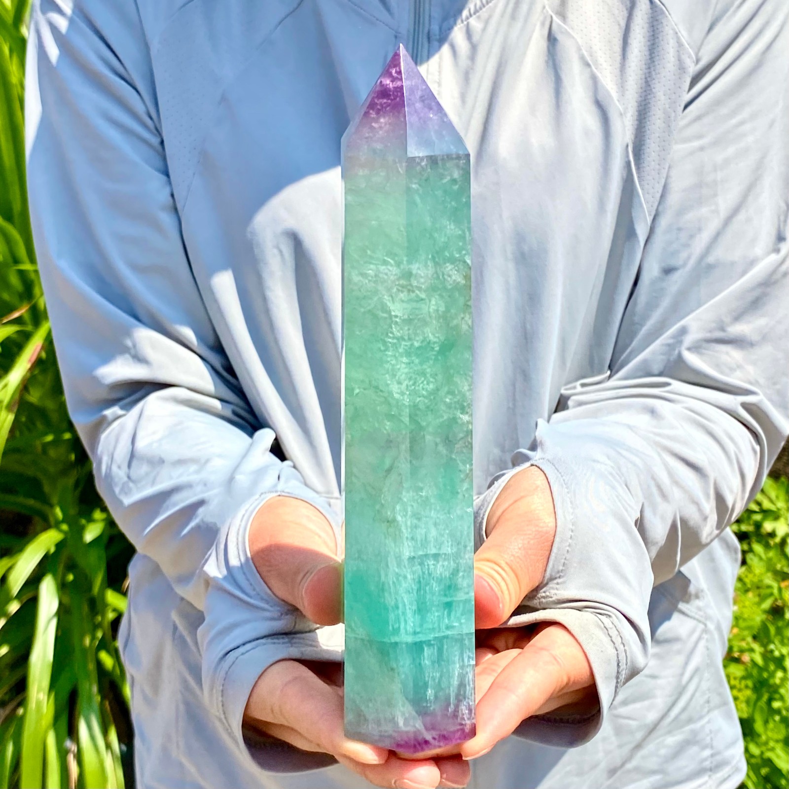 1.92LB Large Natural colored fluorite crystal column obelisk healing specimen