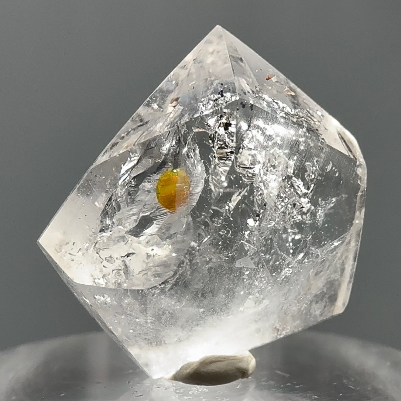 Moving Bubble! RARE Fluorescent Rainbow Golden Petroleum Quartz Enhydro Crystal