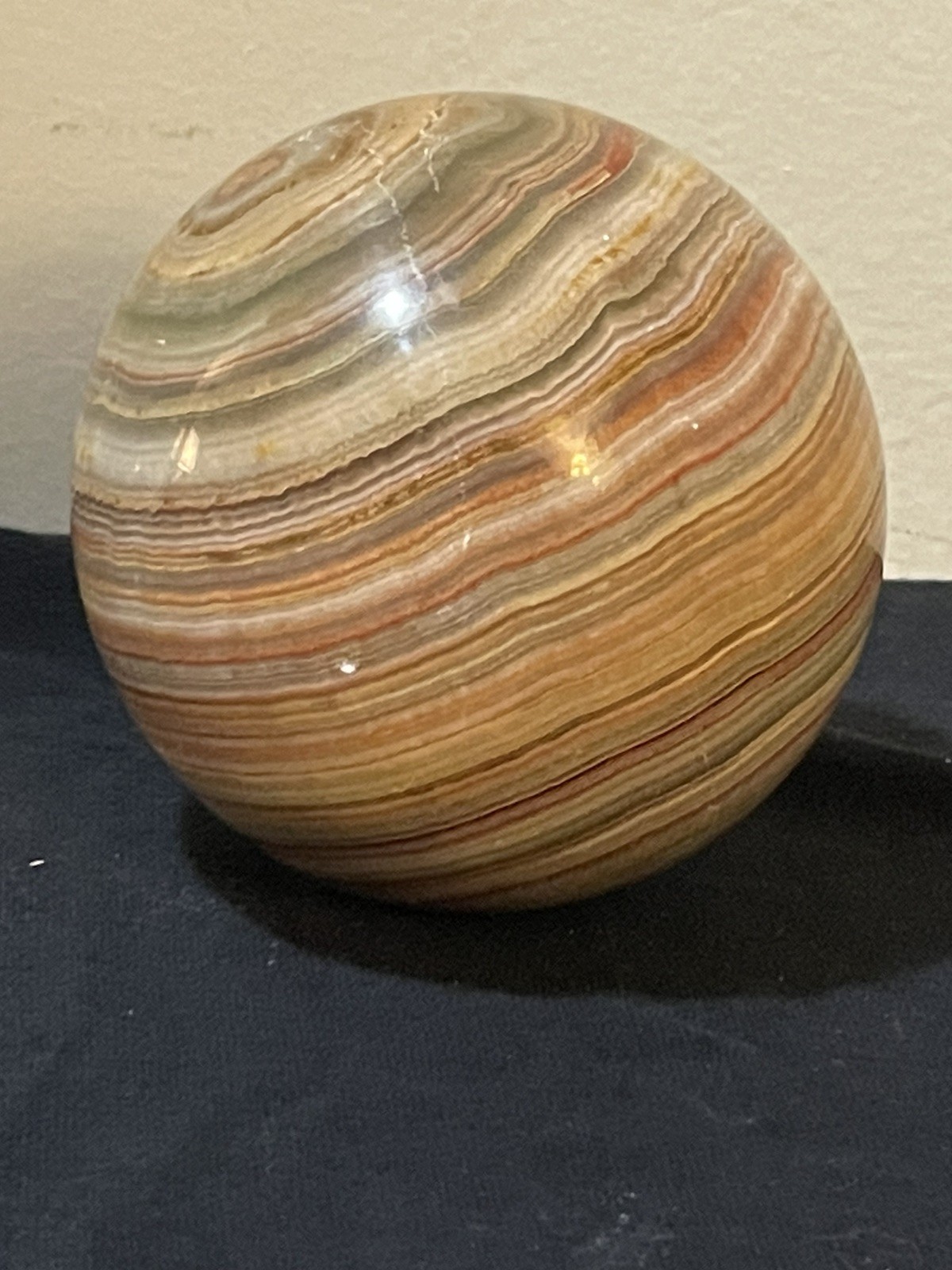 Polished Multicolored Banded Onyx Sphere Educational Specimen *See Photos/Notes*