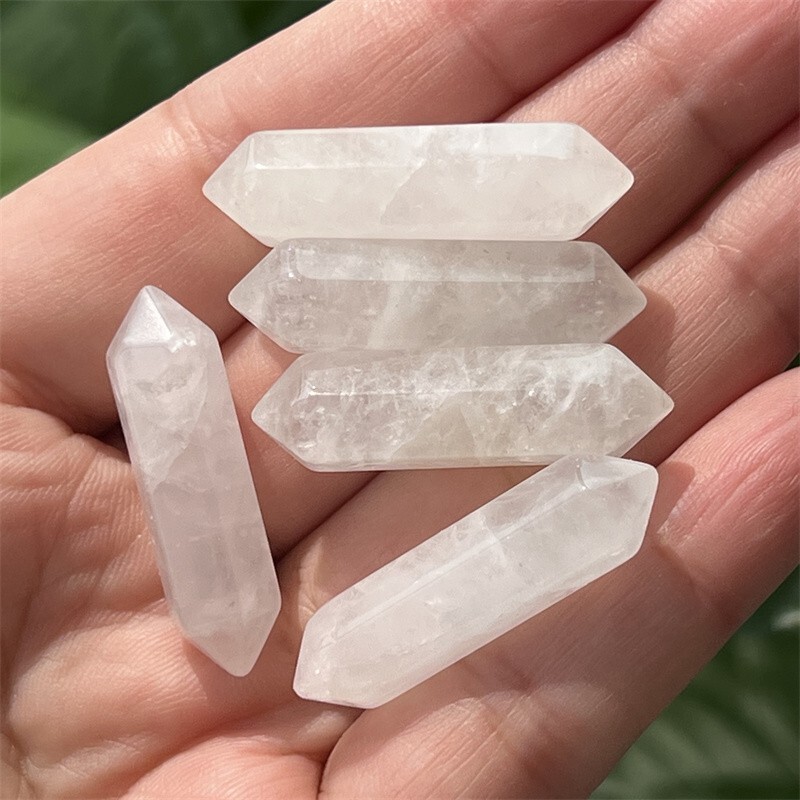 10pcs natural clear quart obelisk quartz crystal wand double point reiki healing