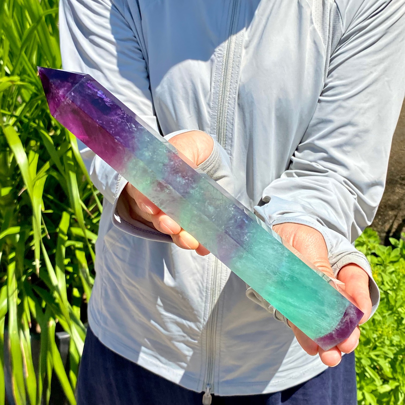 1.66LB Natural Fluorite Crystal Column Magic Wand Obelisk Point Earth Healing