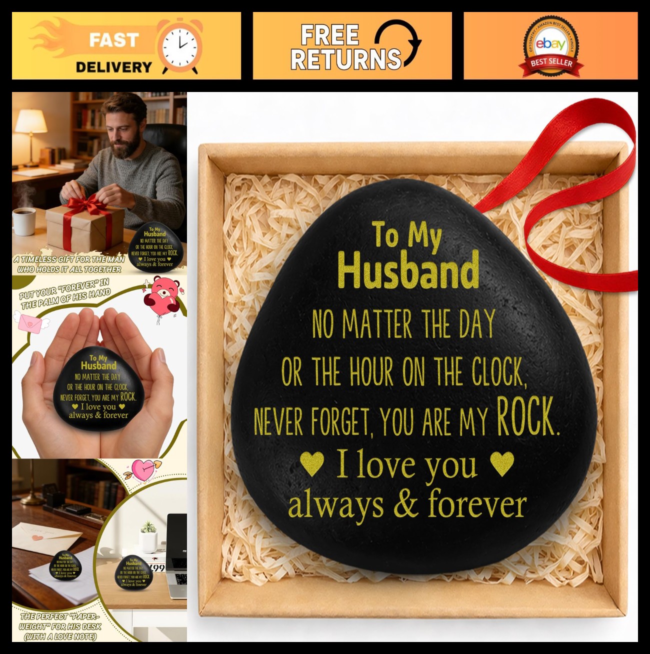 Engraved Stone Gift for Him – Romantic Valentine’s Day, Anniversary, Birthday Gi