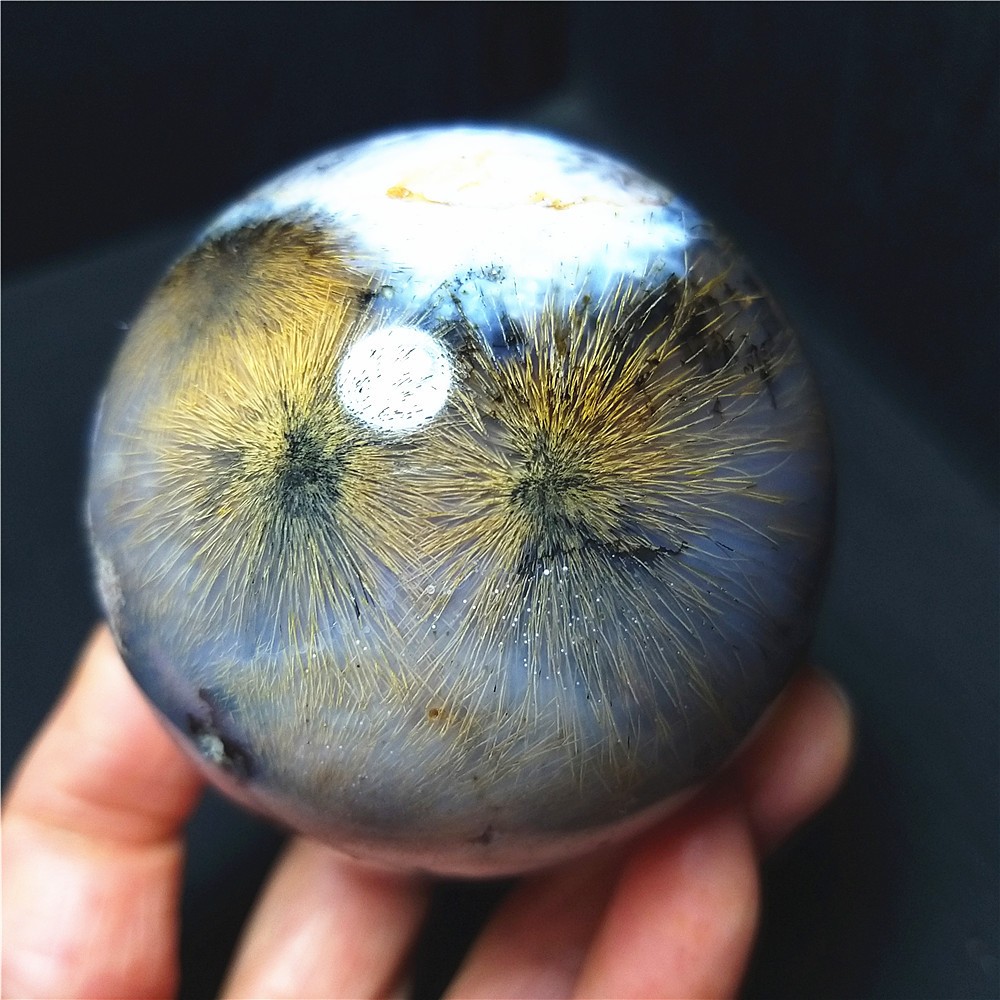RARE 297.5g Natural Golden Hair Rutilated Agate Crystal Sphere Healing A4888