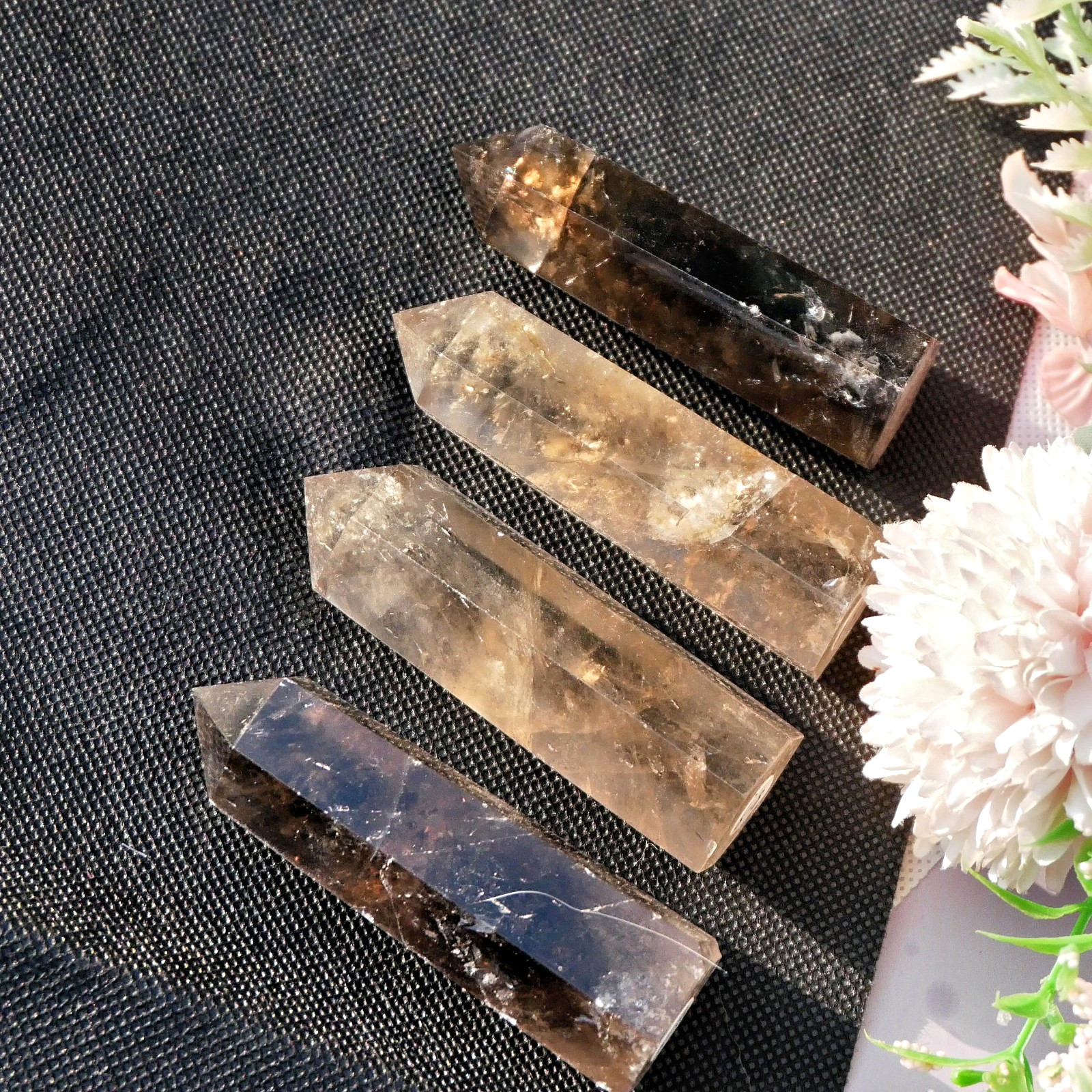 2.8″Smoky Quartz Point Healing Root Chakra Protection Crystal Tower Wand Decor*1