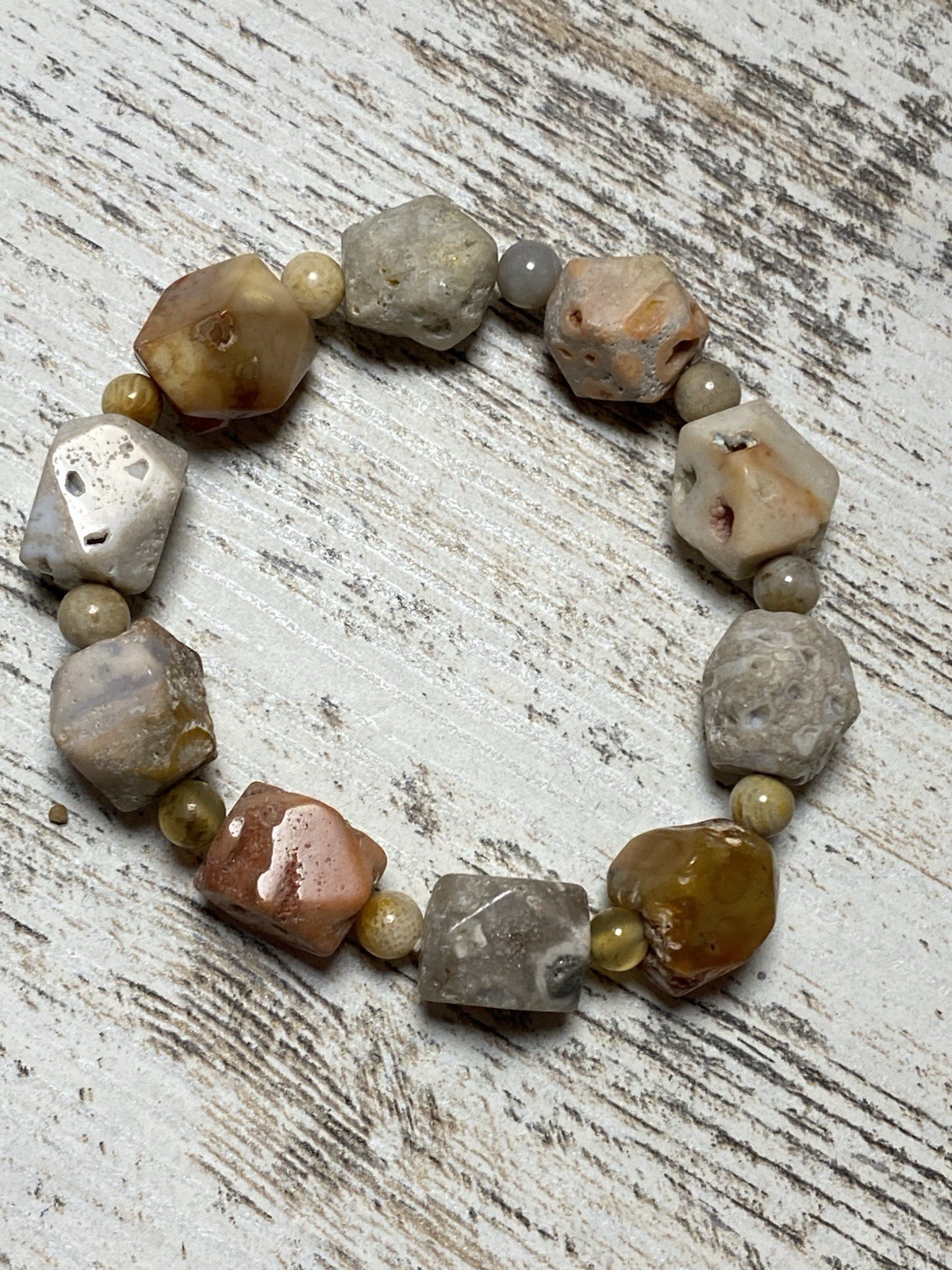 Natural Coral Jade Bracelet 14mm
