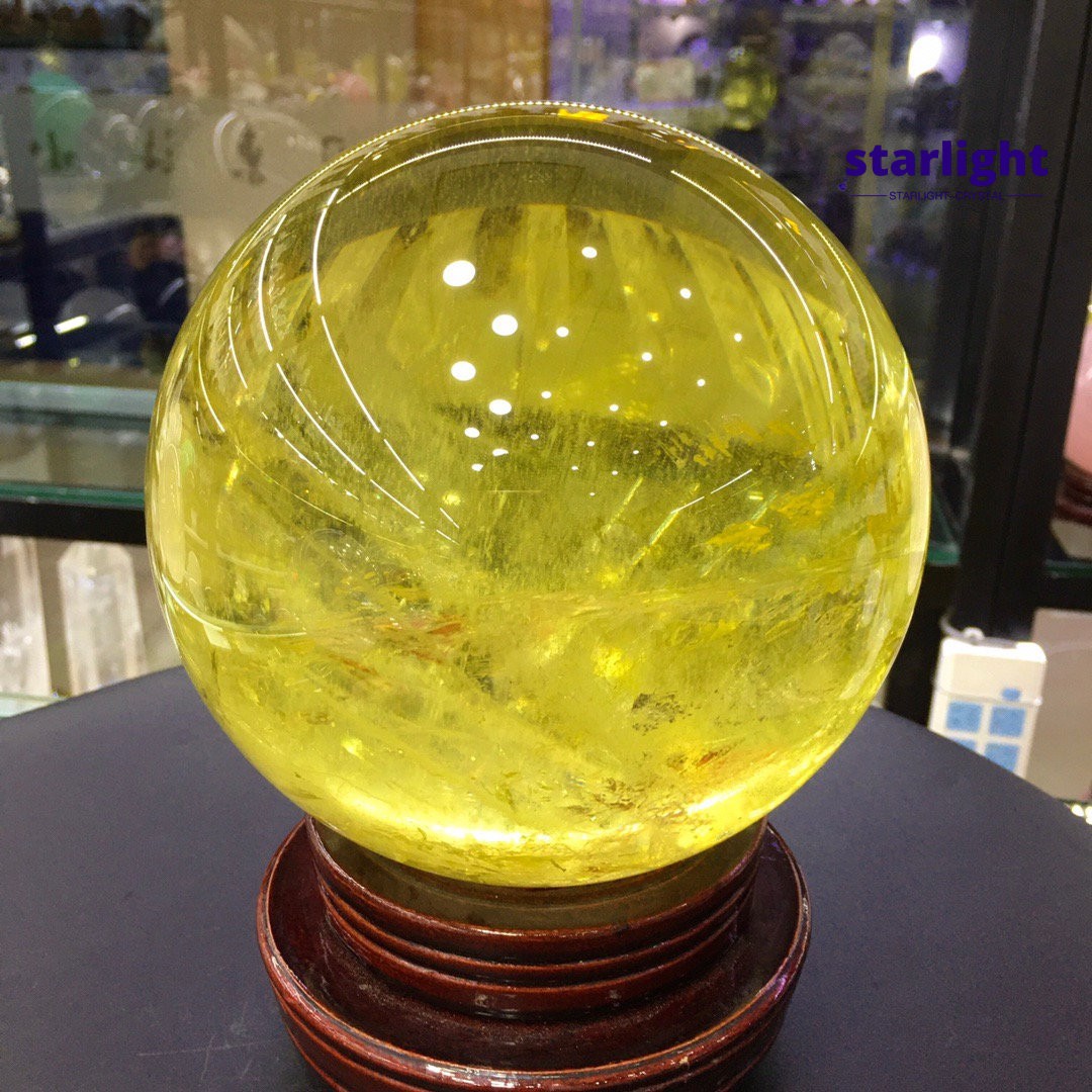 15.3LB Top Natura Citrine Quartz Sphere Quarzt Crystal Ball reiki Healing