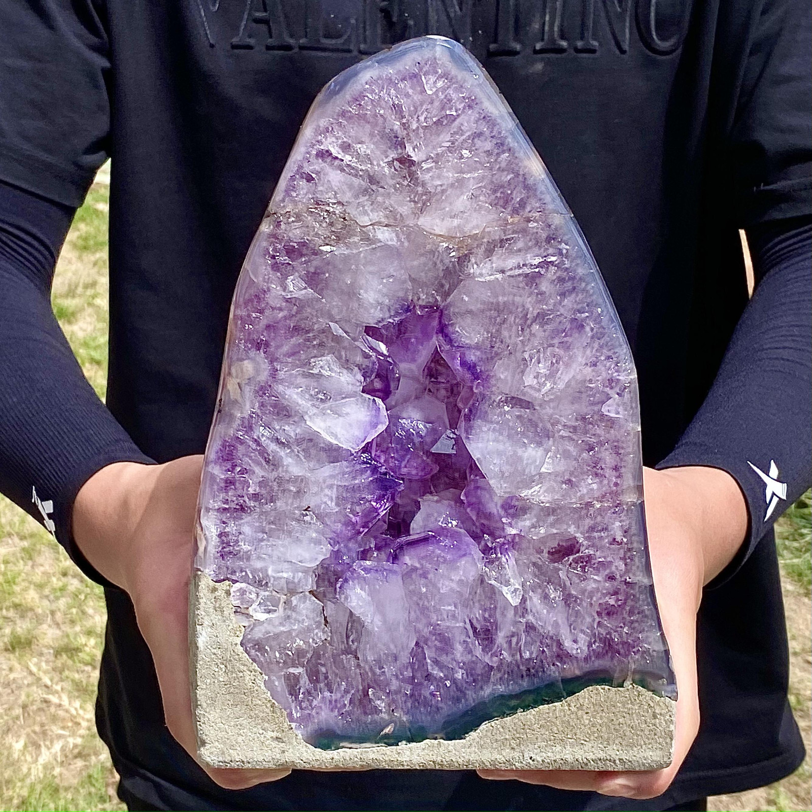 8.91LB Natural Brazilian Amethyst Crystal Cave Stone Cluster Quartz Geode Heali