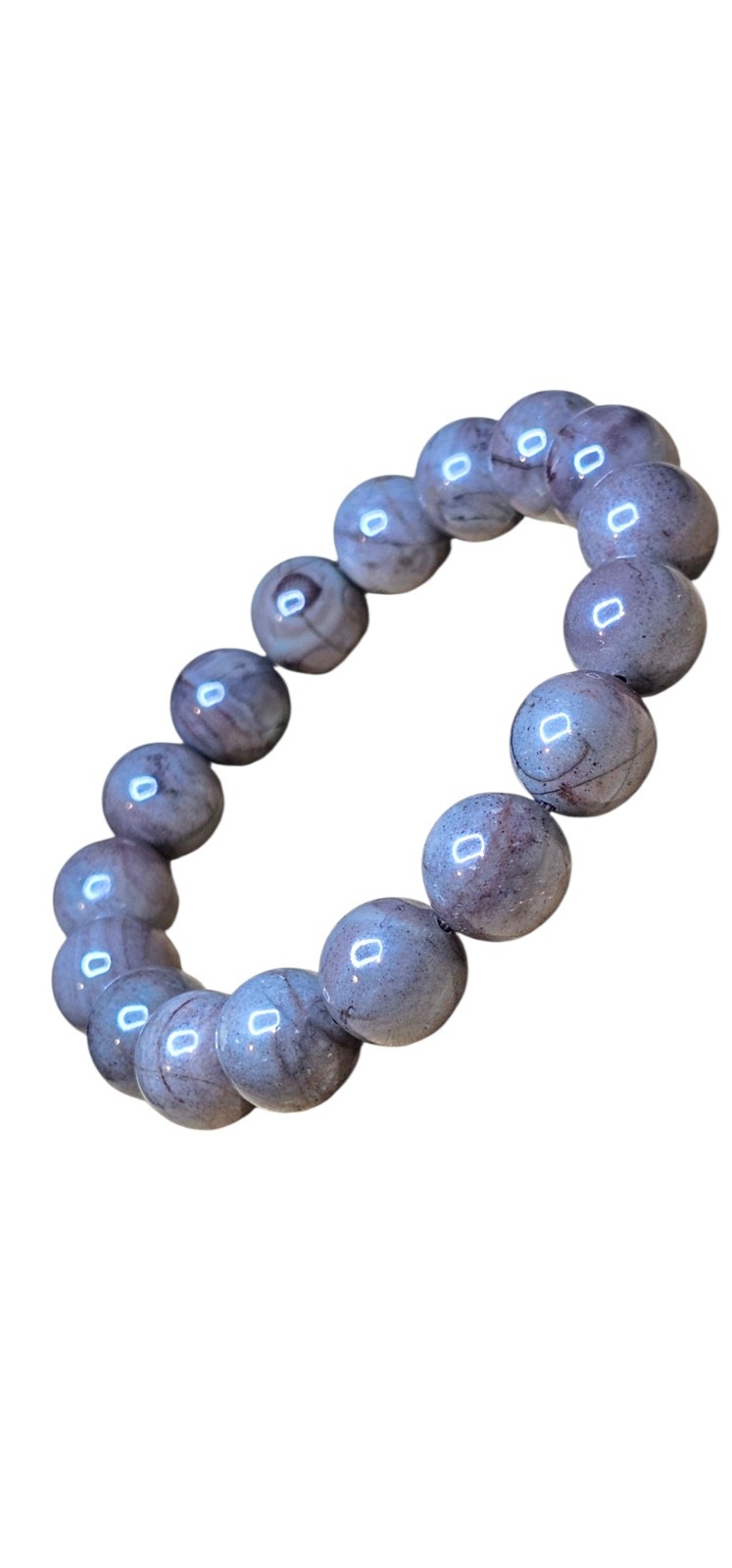 Natural Flint Stone 13mm Bracelet Round Beads 8 Inches Wrist Size