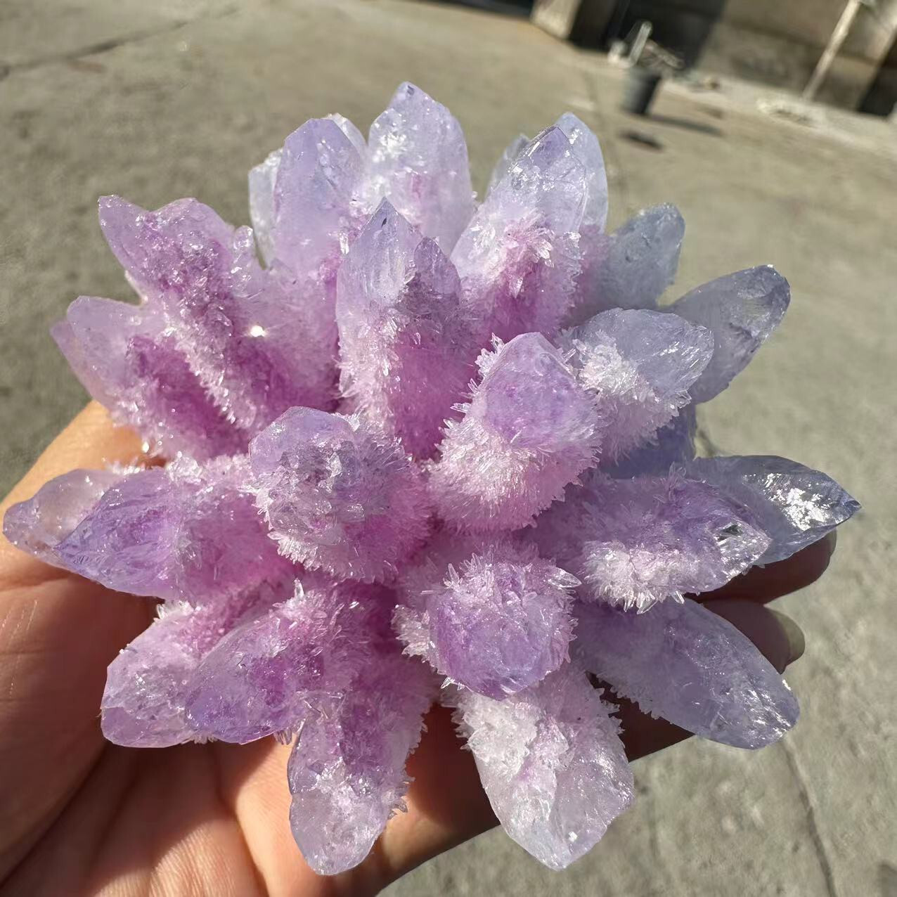 New Find purple pink Phantom Quartz Crystal Cluster Mineral Specimen 300g+