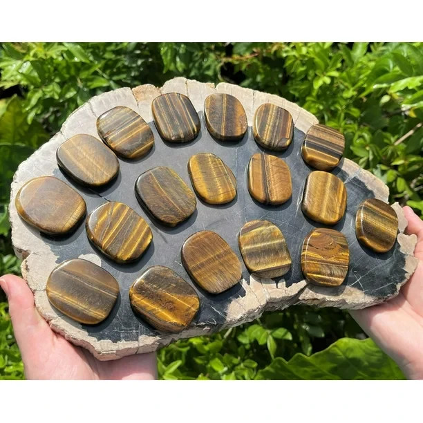 2Pcs Natural Tiger Eye Worry Palm Pocket Power Stone Rocks Crystal Specimens