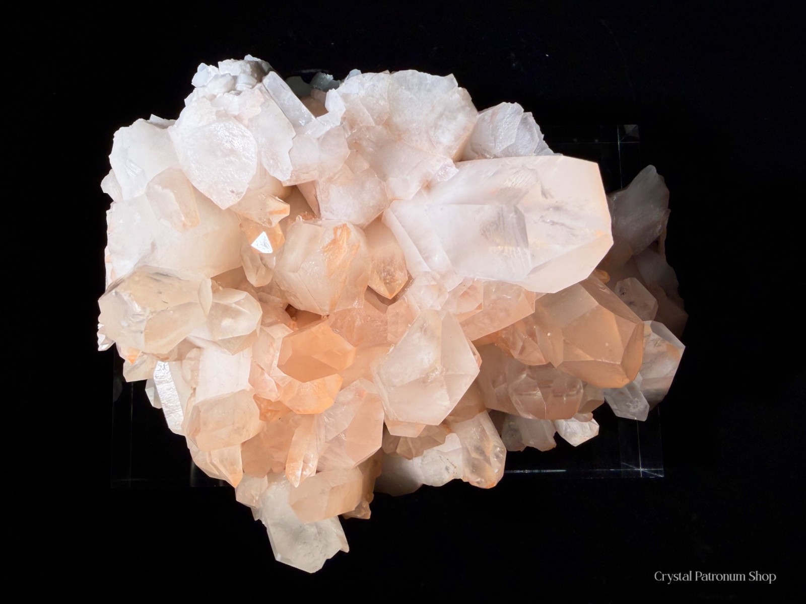 2.6LB Pink and White Crystal Cluster on Acrylic Stand | Natural Quartz Formation
