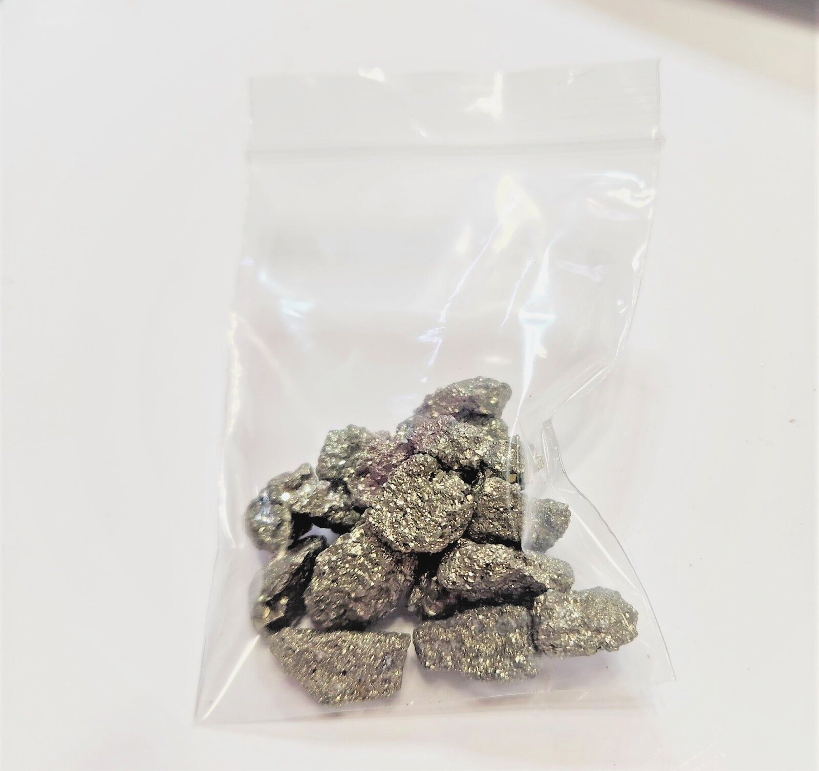 Natural Tiny Pyrite Crystal Minteral Nuggets from Peru sold in 2 ounce Bulk bags