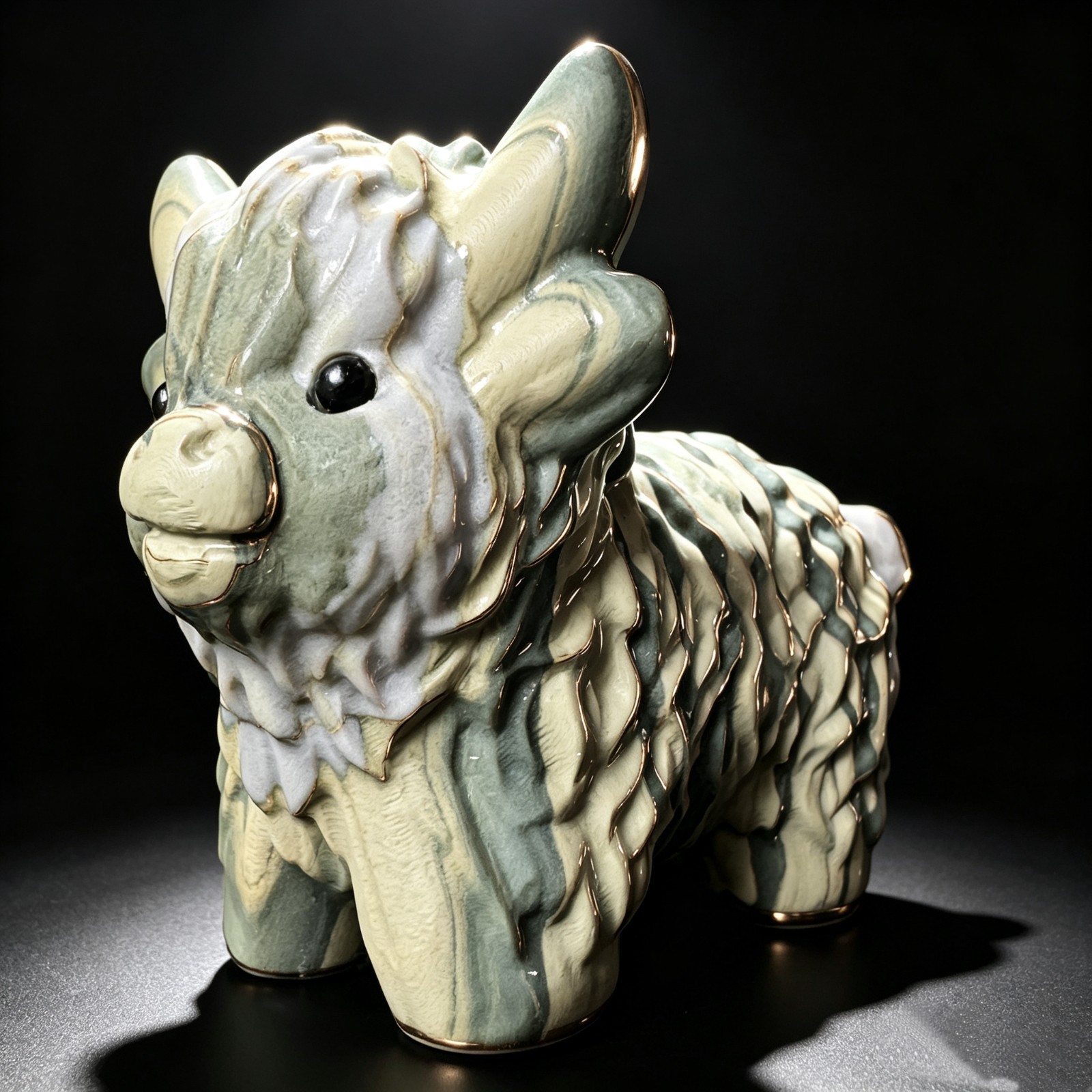 Precision Carved Natural Stone Yak with Detailed Fur Curved Horns Powerful Stanc