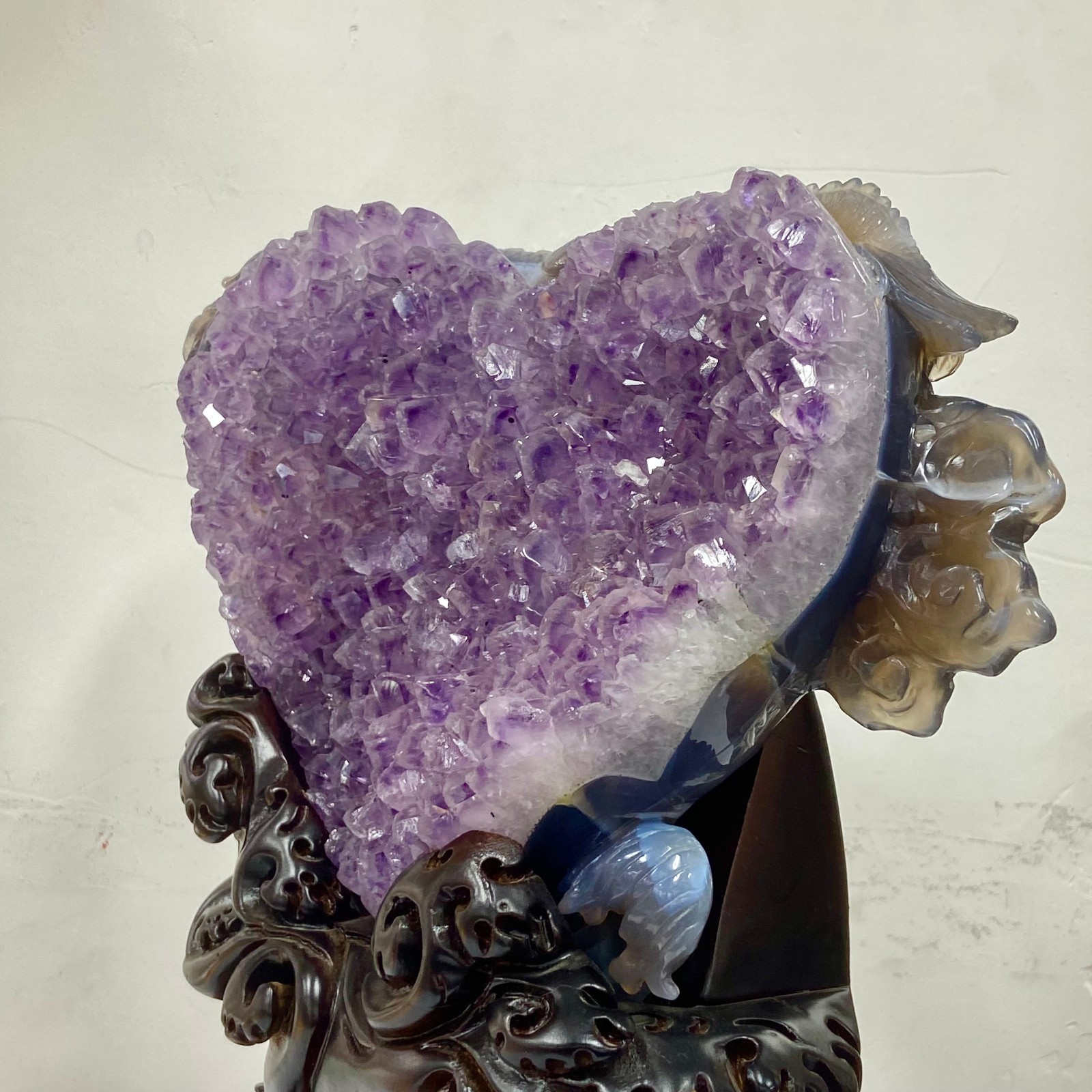 9.21LB Rare Natural Uruguay Amethyst Geode Quartz Crystal agate Carved Dragon
