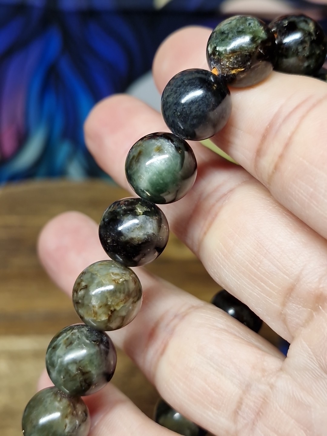 Rare Green Lepidolite 11mm Bead Stretch Bracelet 19.8cm
