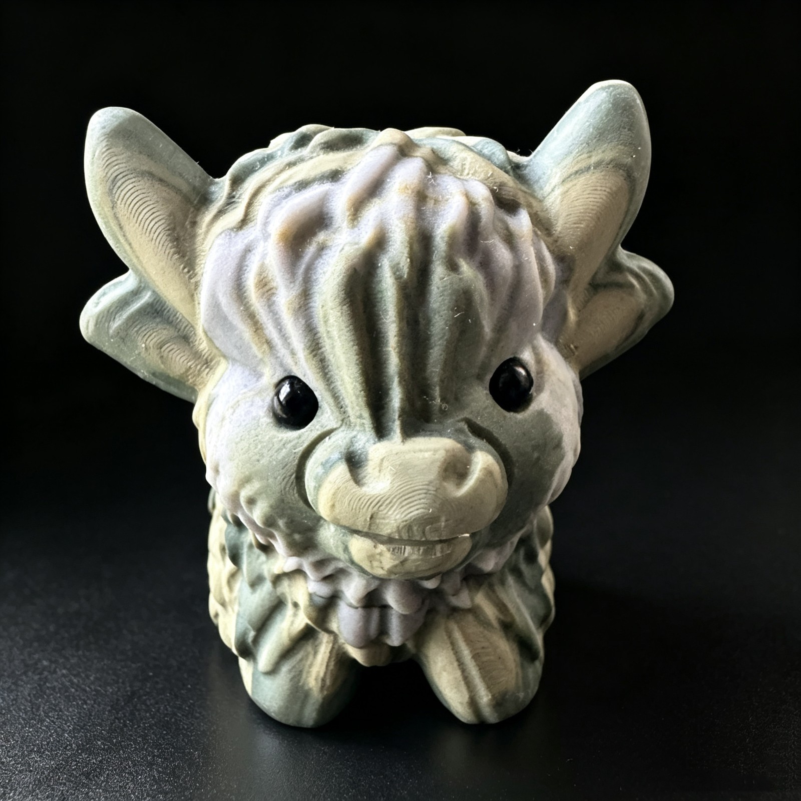 Precision Carved Natural Stone Yak with Detailed Fur Curved Horns Powerful Stanc