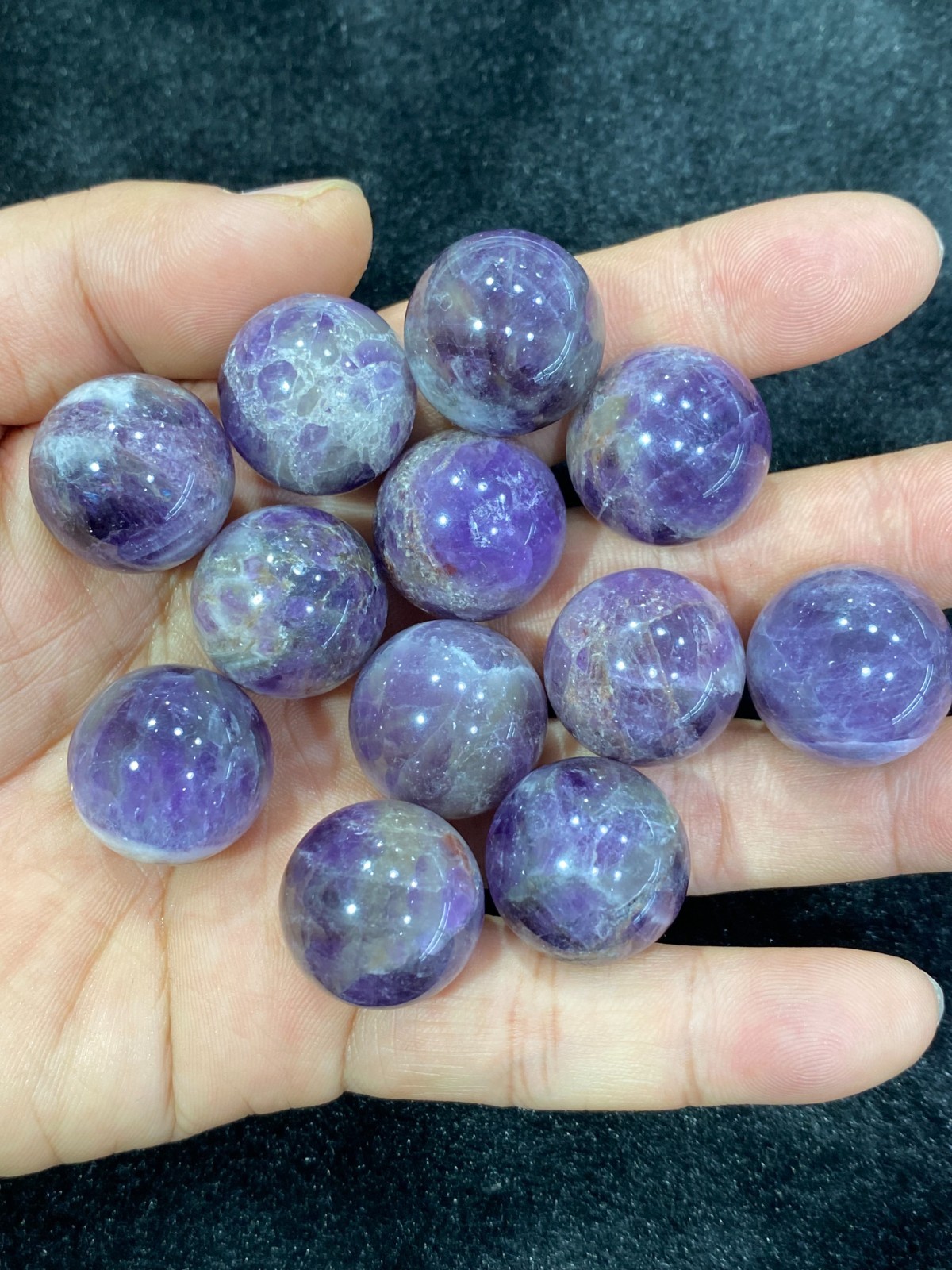 5pc Natural Dreamy Amethyst Sphere Quartz Crystal Carved 20mm ball reiki healing