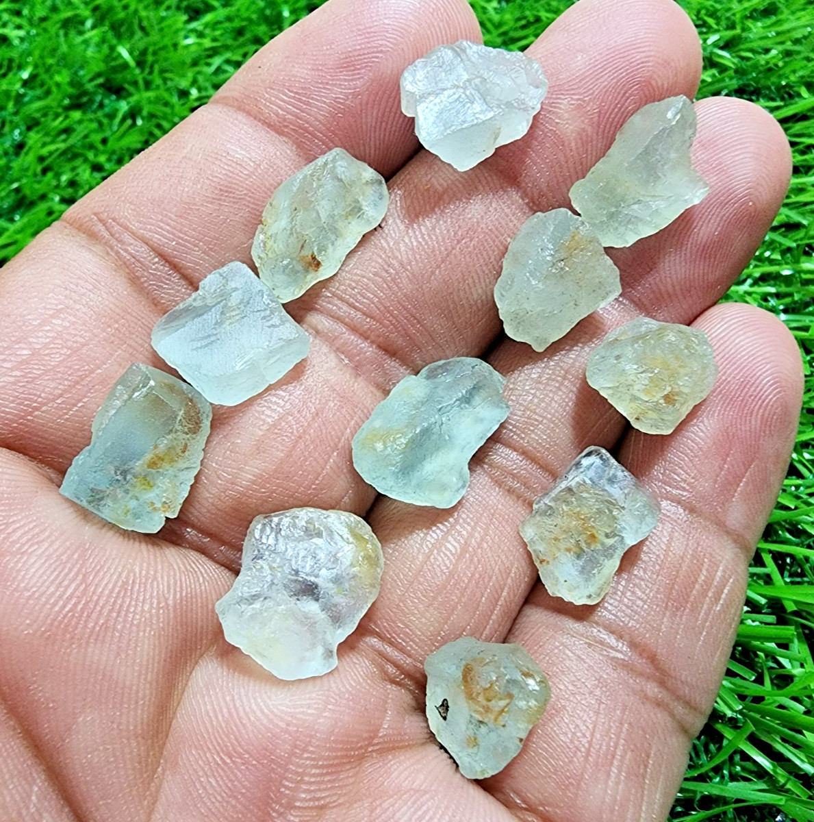 Stunning Blue Aquamarine Gemstone Rough 11Pcs Lot 11-17mm Aquamarine Raw Stones