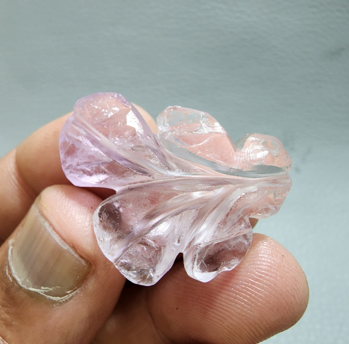 36Ct Excellent Pink Amethyst Flower Shape Carving Stone Jewelry Making Gemstone