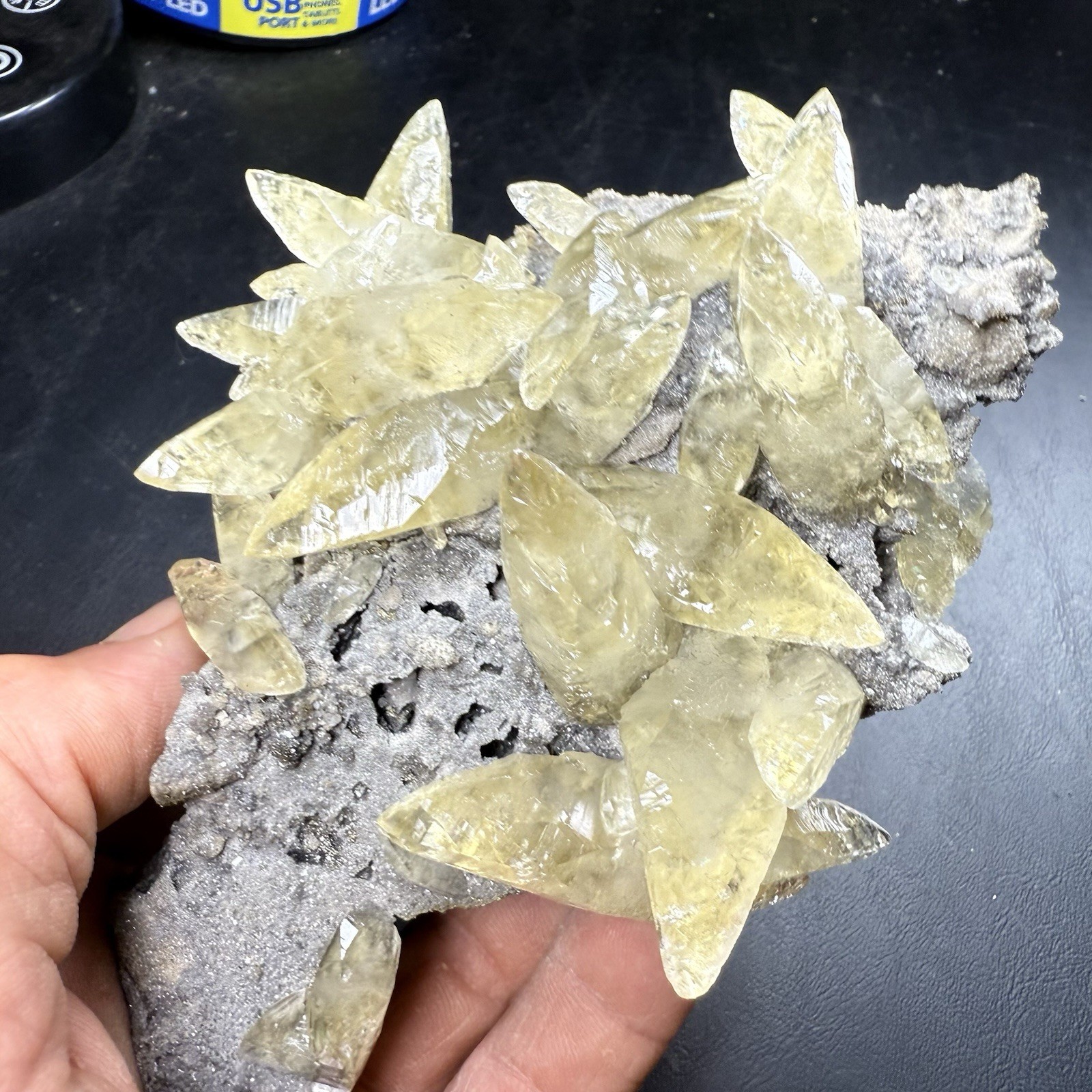Golden Calcite Crystals on Chalcopyrite Pyrite Matrix / Missouri